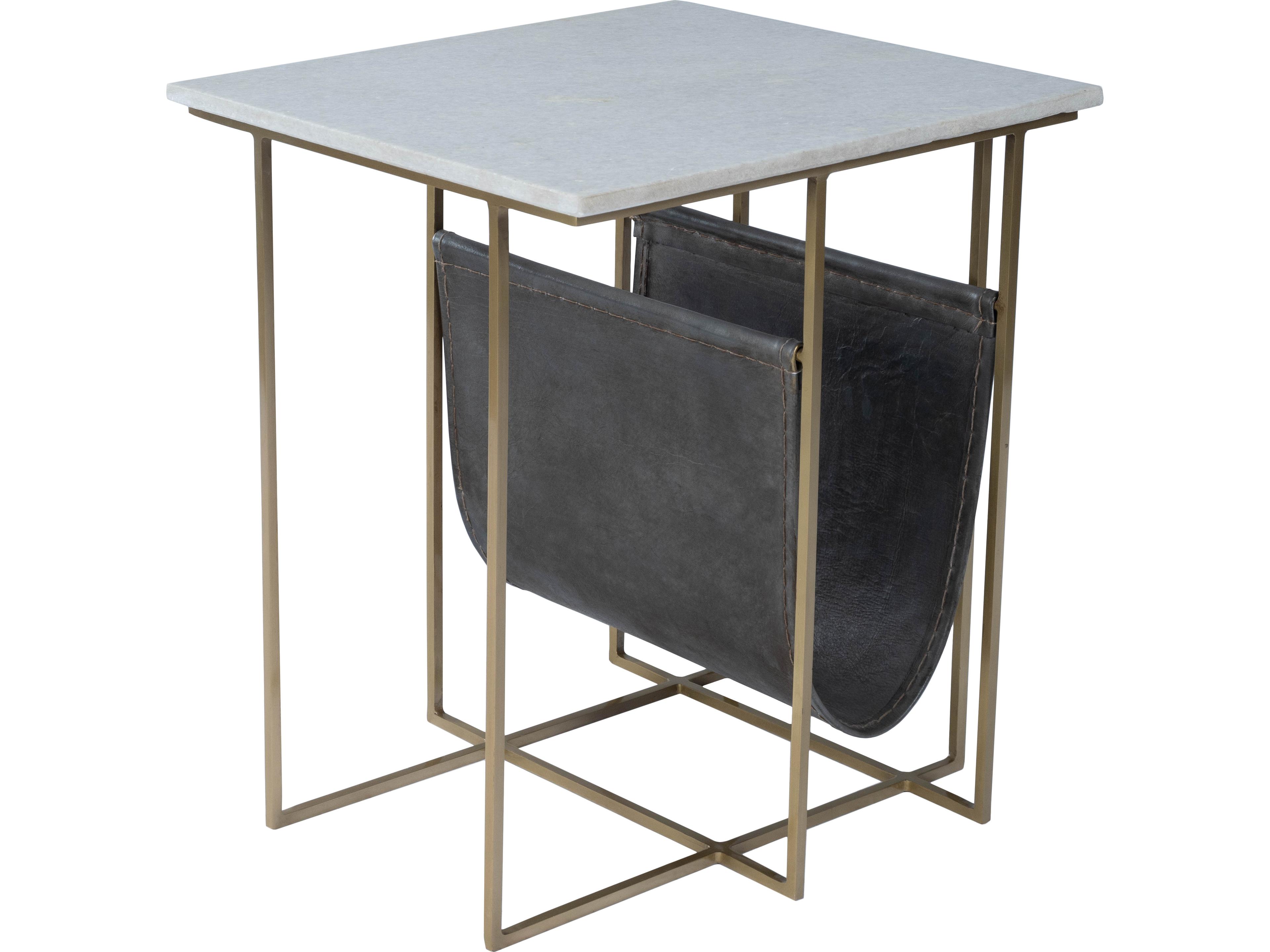 Stephanik Rectangular Marble & Metal End Table