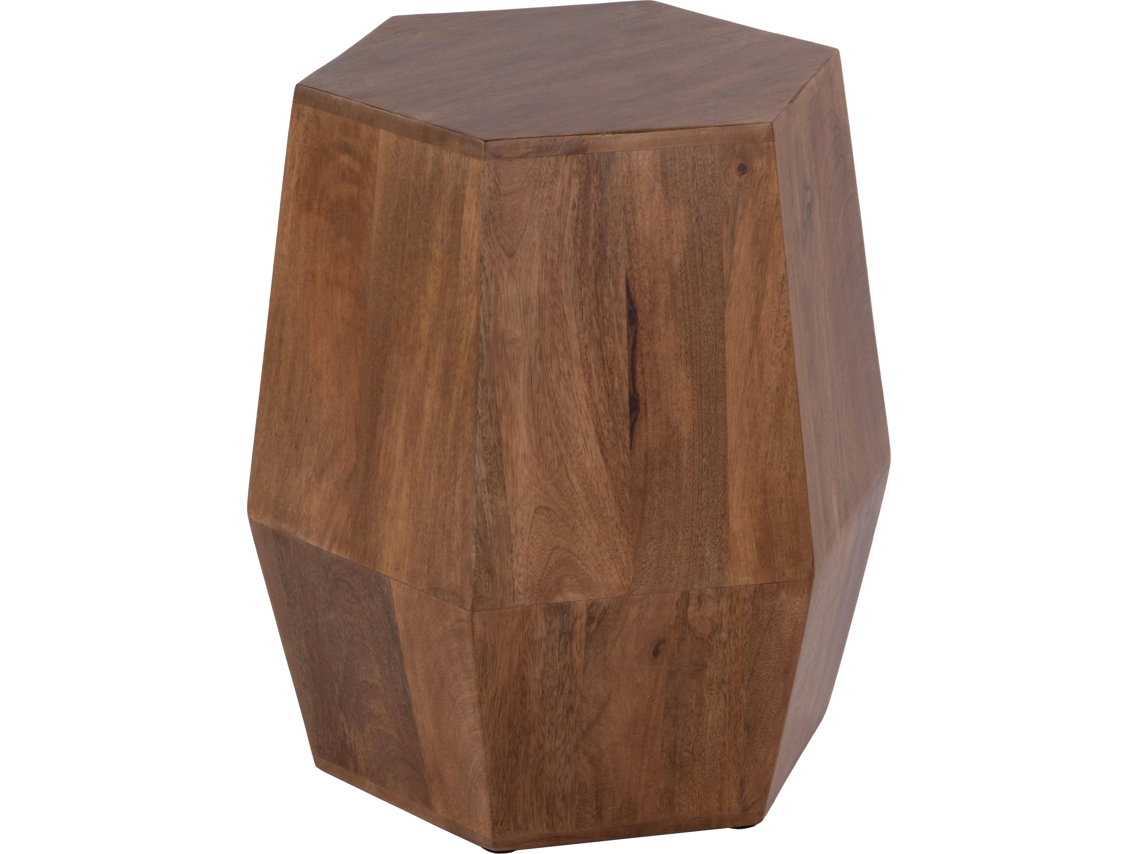 Gulchatai Hexagon Natural Wood End Table