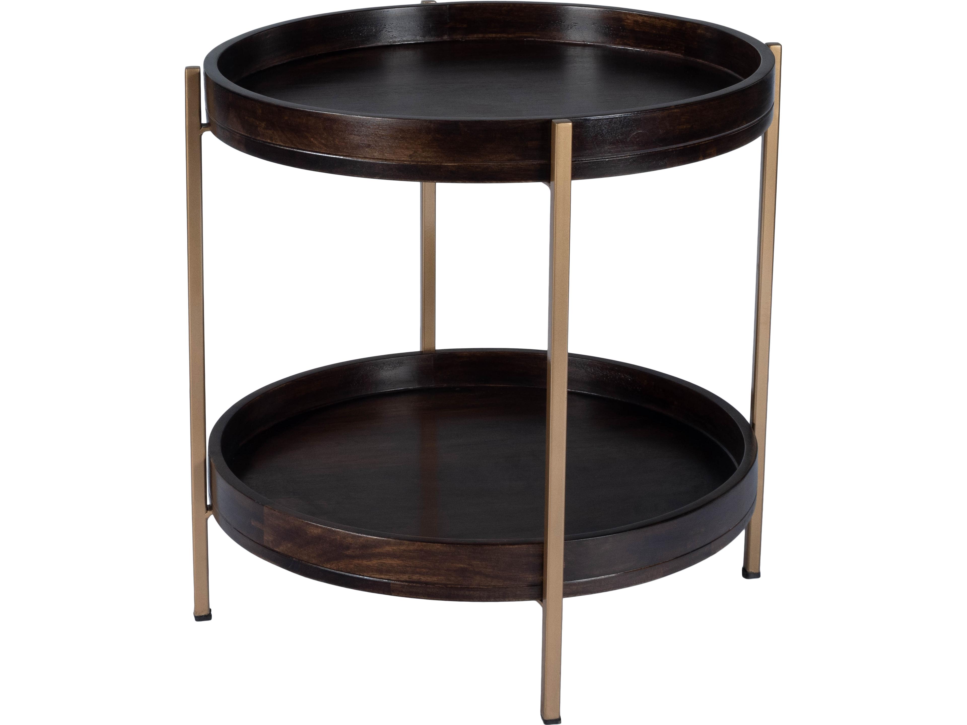 Damirra Round Wood Brown End Table