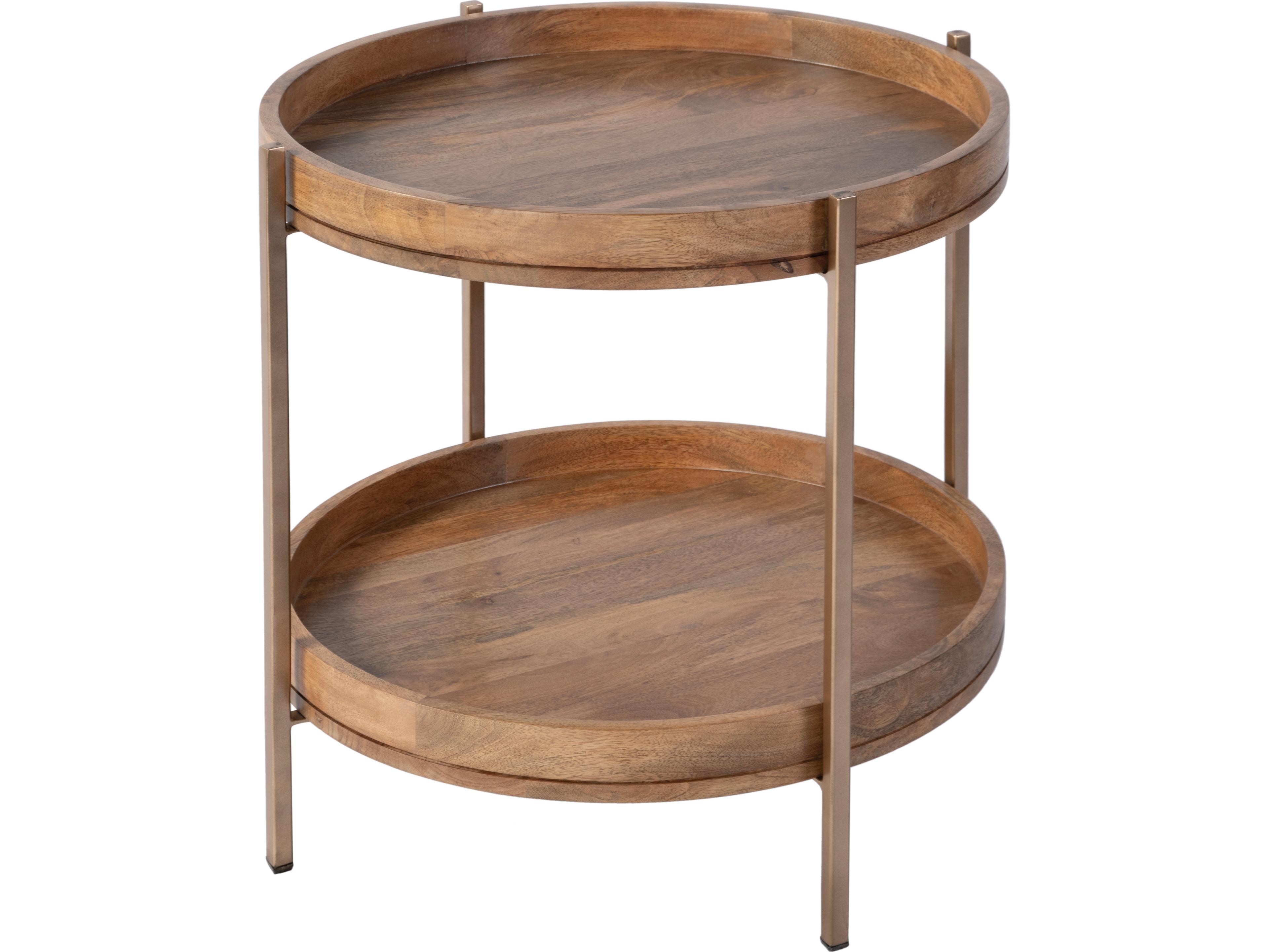 Damirra Round Wood Natural End Table