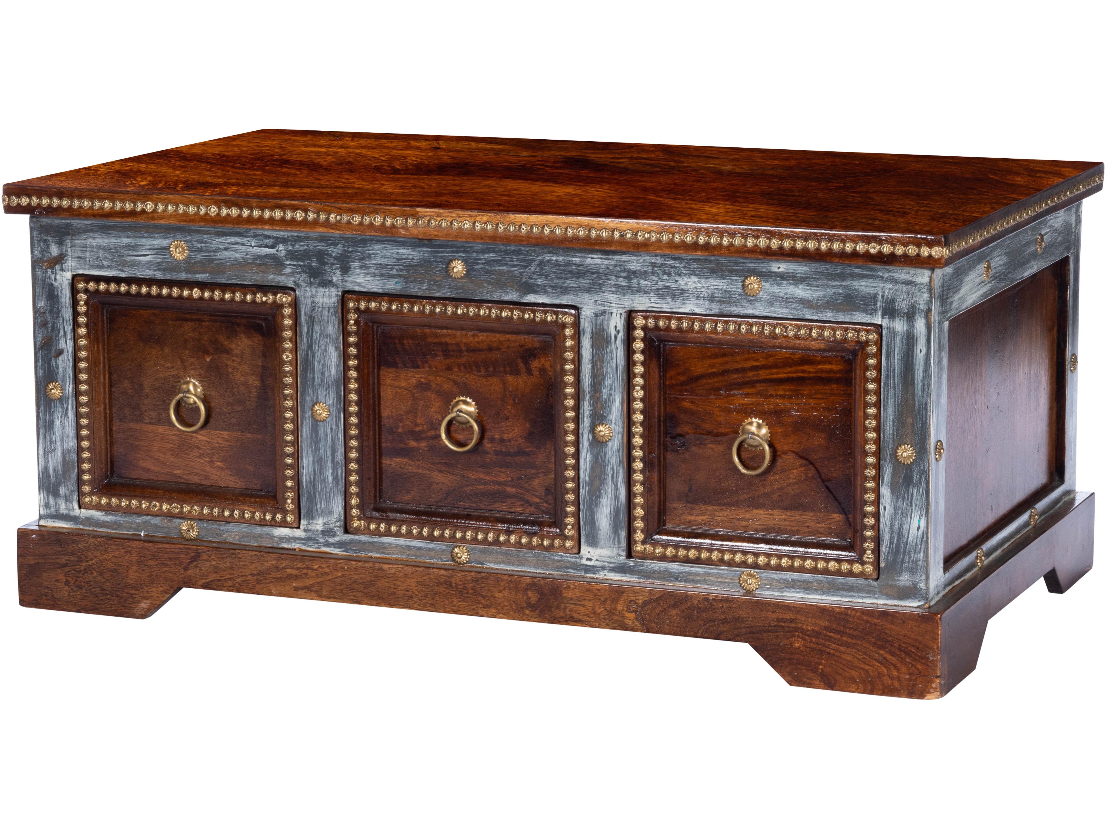 Tennor Rectangular Wood Artifacts Coffee Table