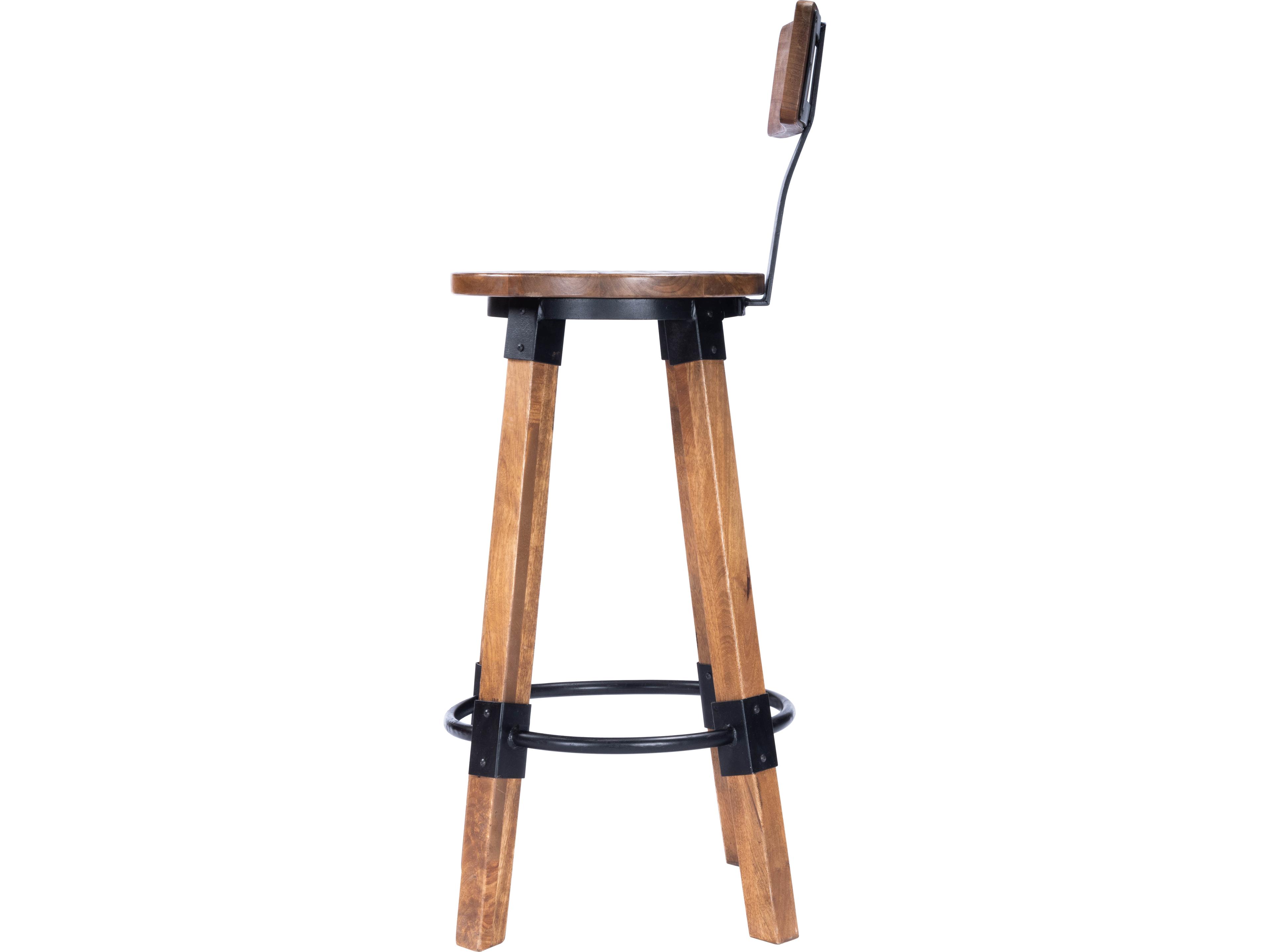 Butler Masterson Industrial Chic Brown Mango Wood Bar Stool