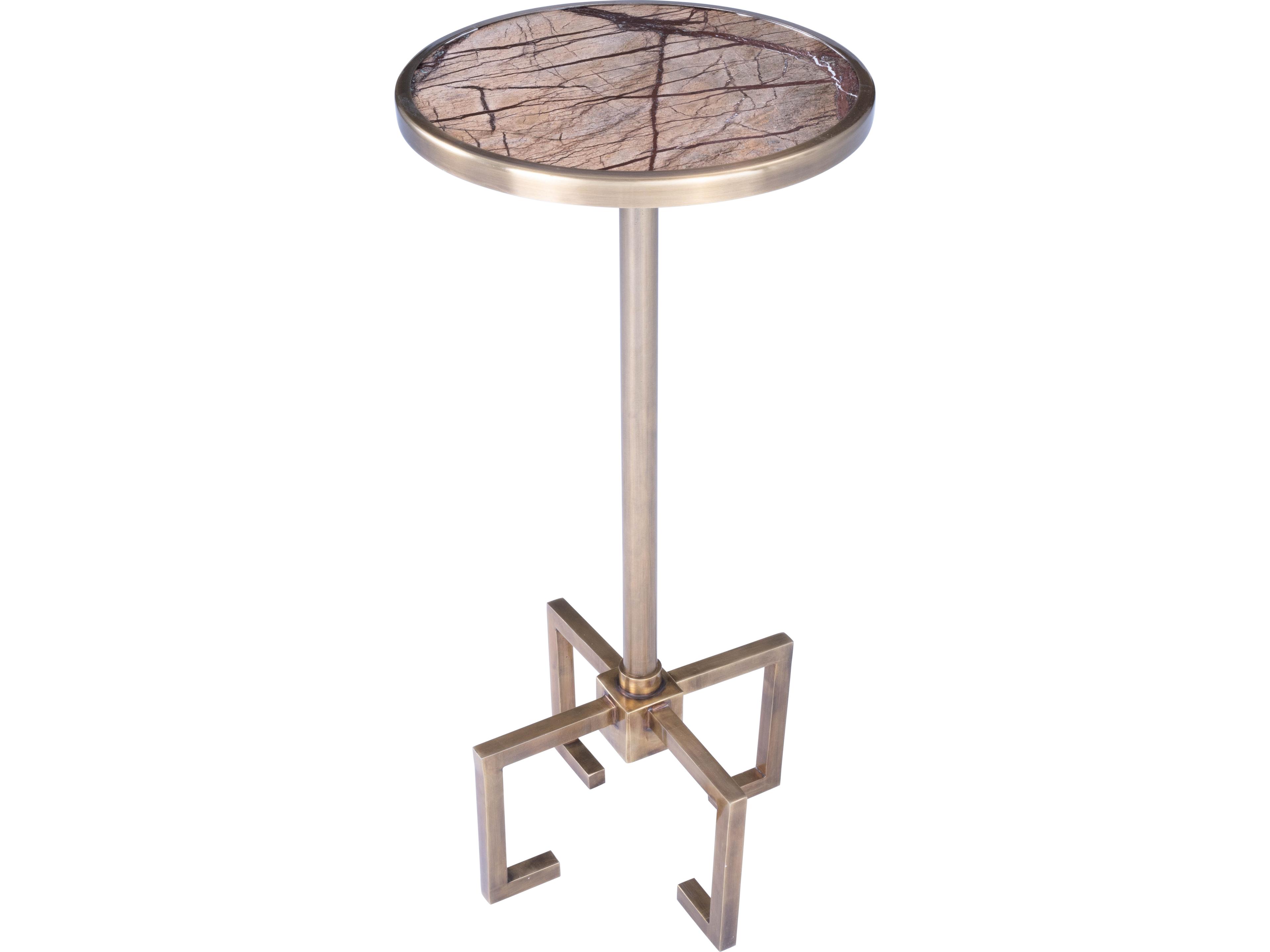 Mash Round Marble Antique Gold End Table