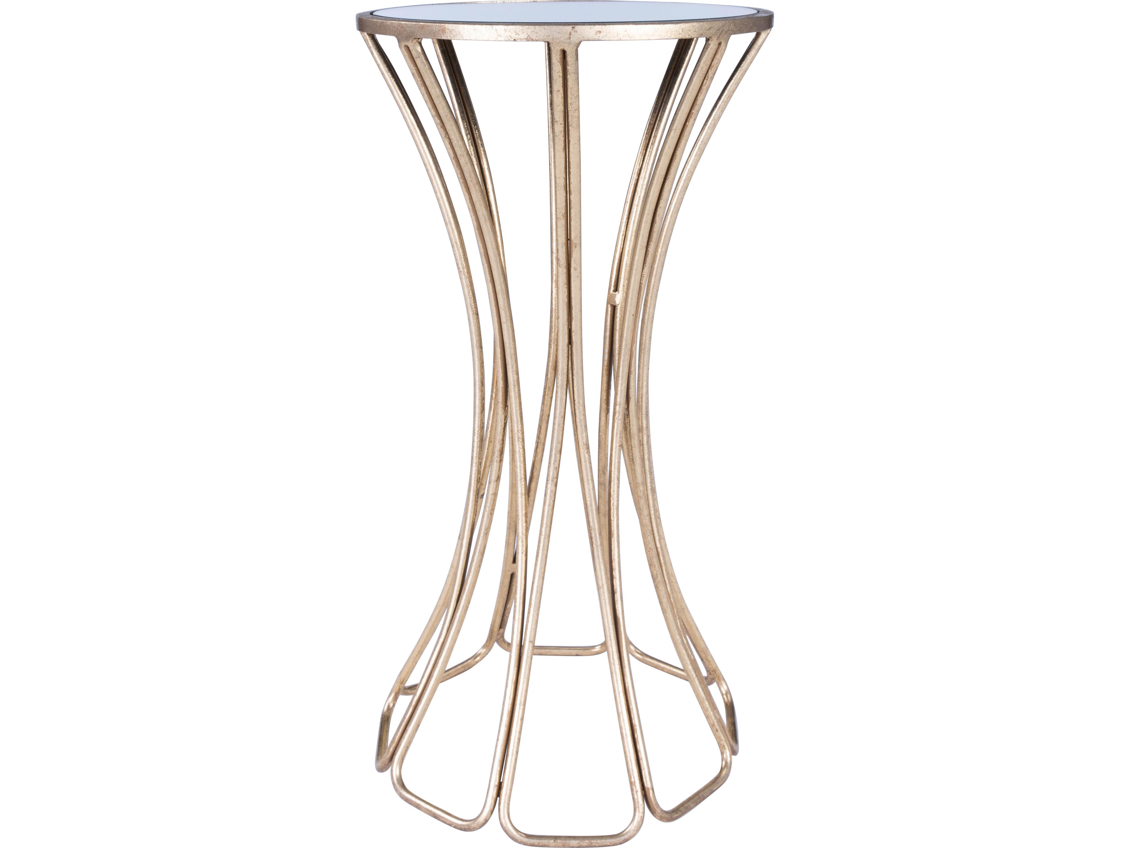 Butler Faruh Round Mirror Antique Gold Leaf End Table