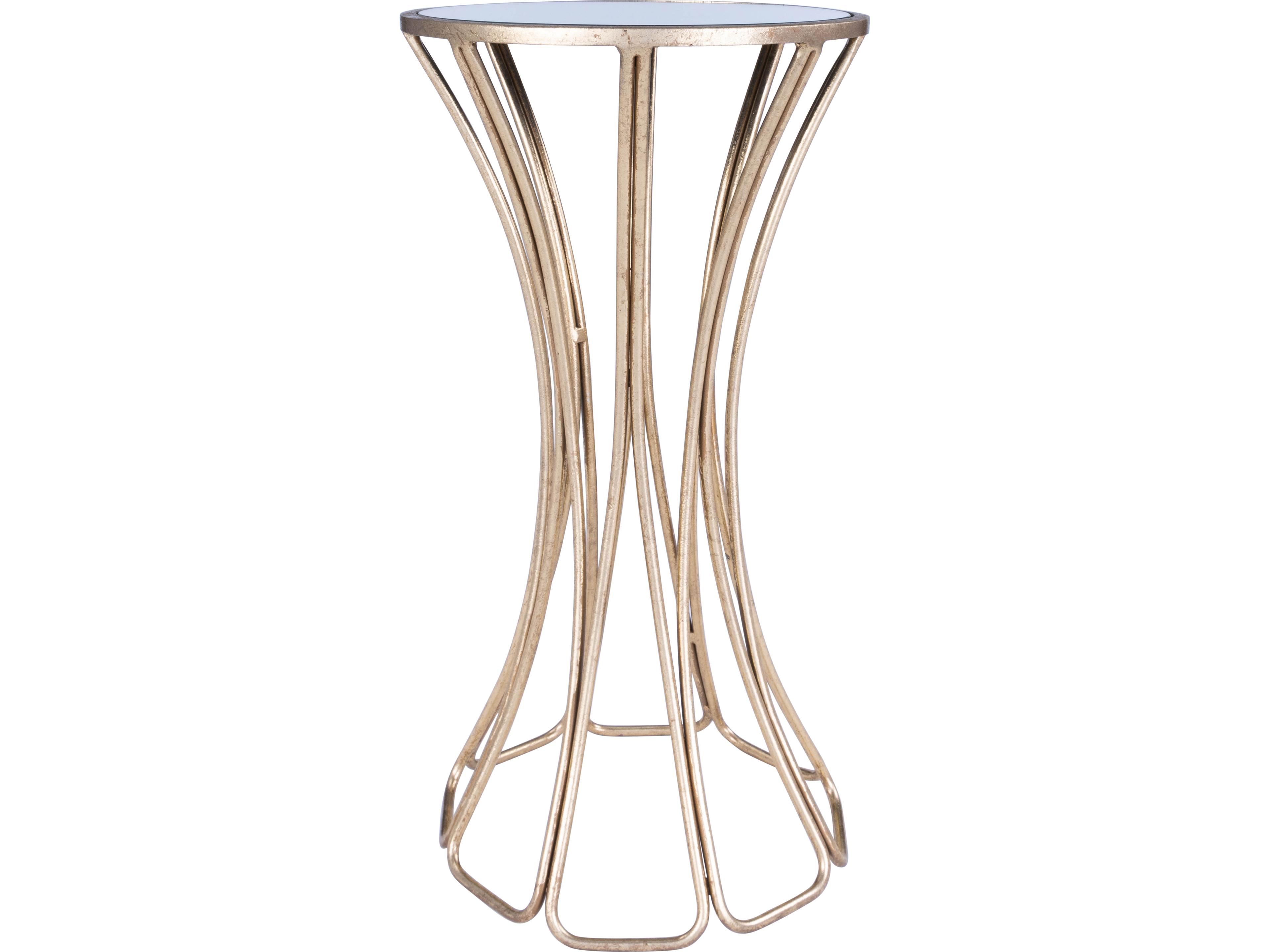 Butler Faruh Round Mirror Antique Gold Leaf End Table