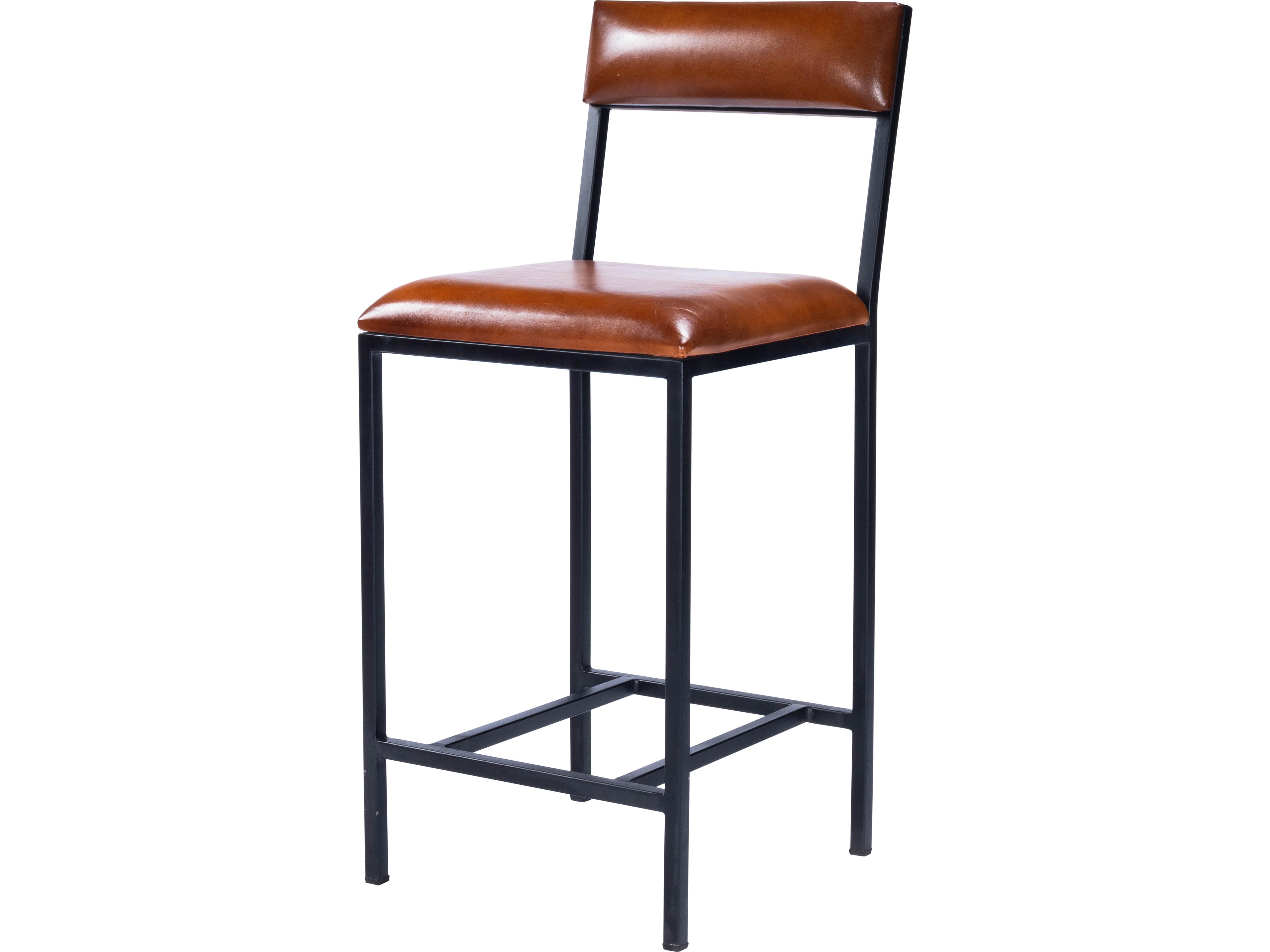 Lazarus Industrial Chic Brown Leather Counter Stool