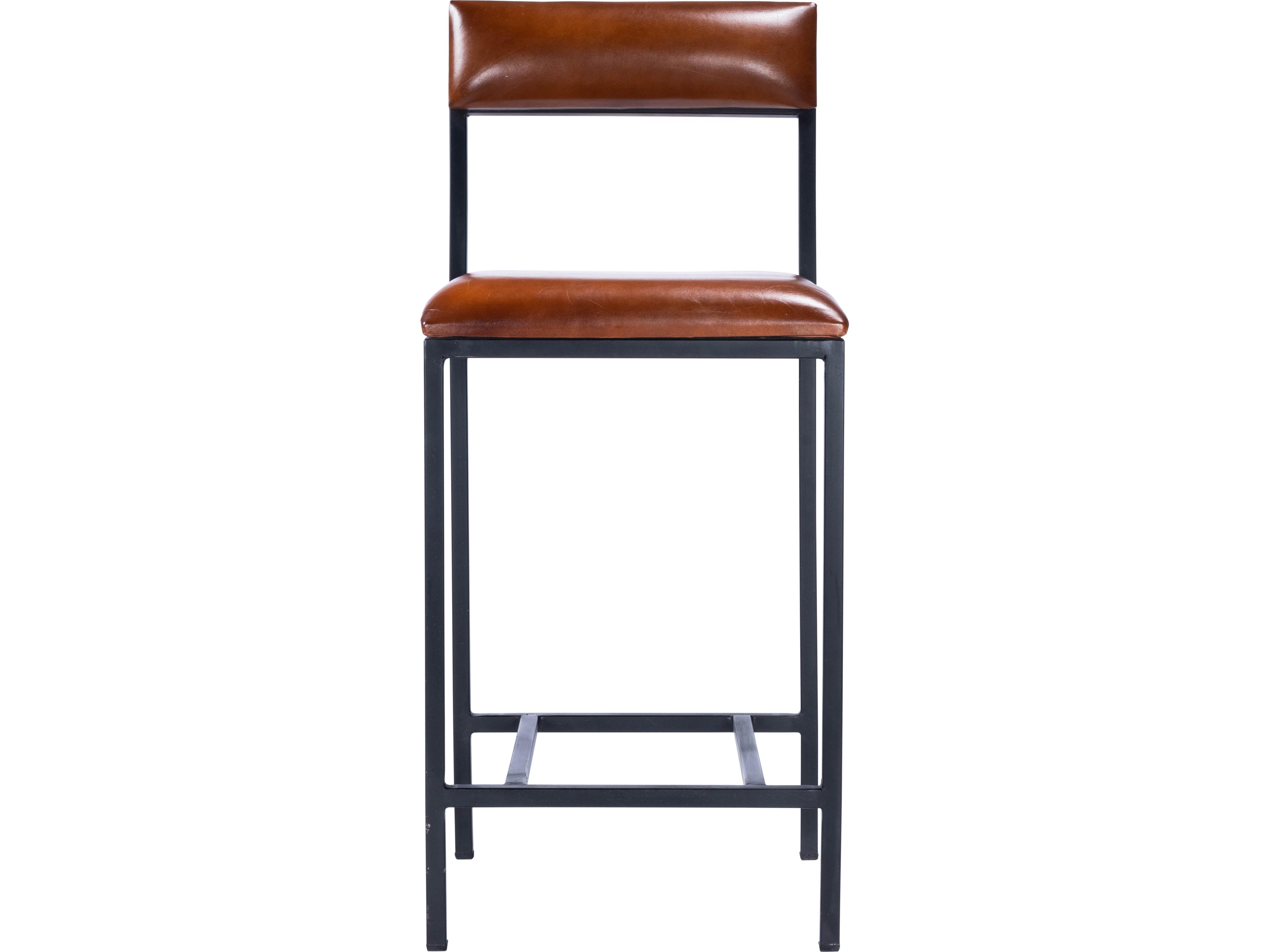 Butler Lazarus Industrial Chic Brown Leather Counter Stool