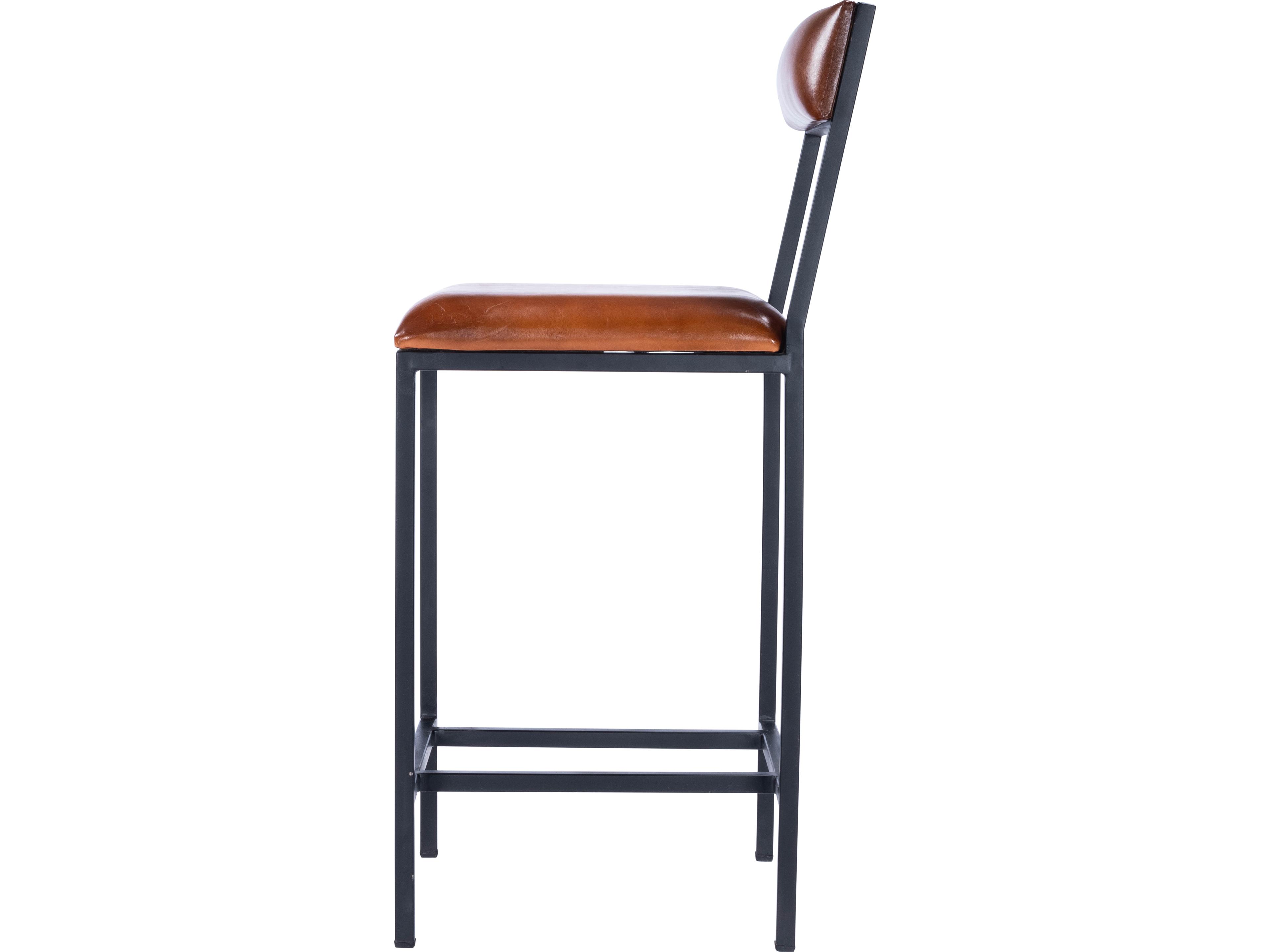 Butler Lazarus Industrial Chic Brown Leather Counter Stool