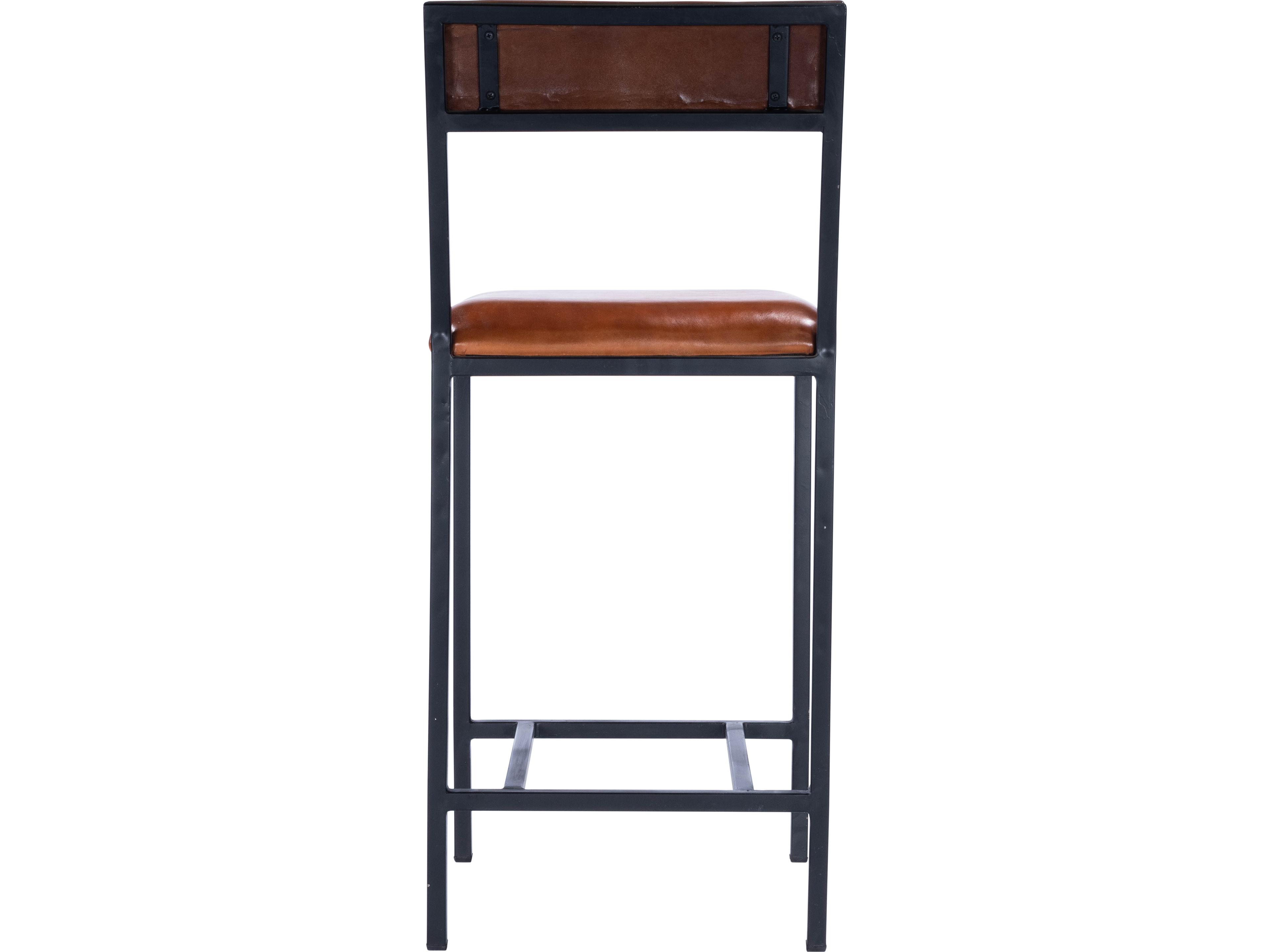 Butler Lazarus Industrial Chic Brown Leather Counter Stool