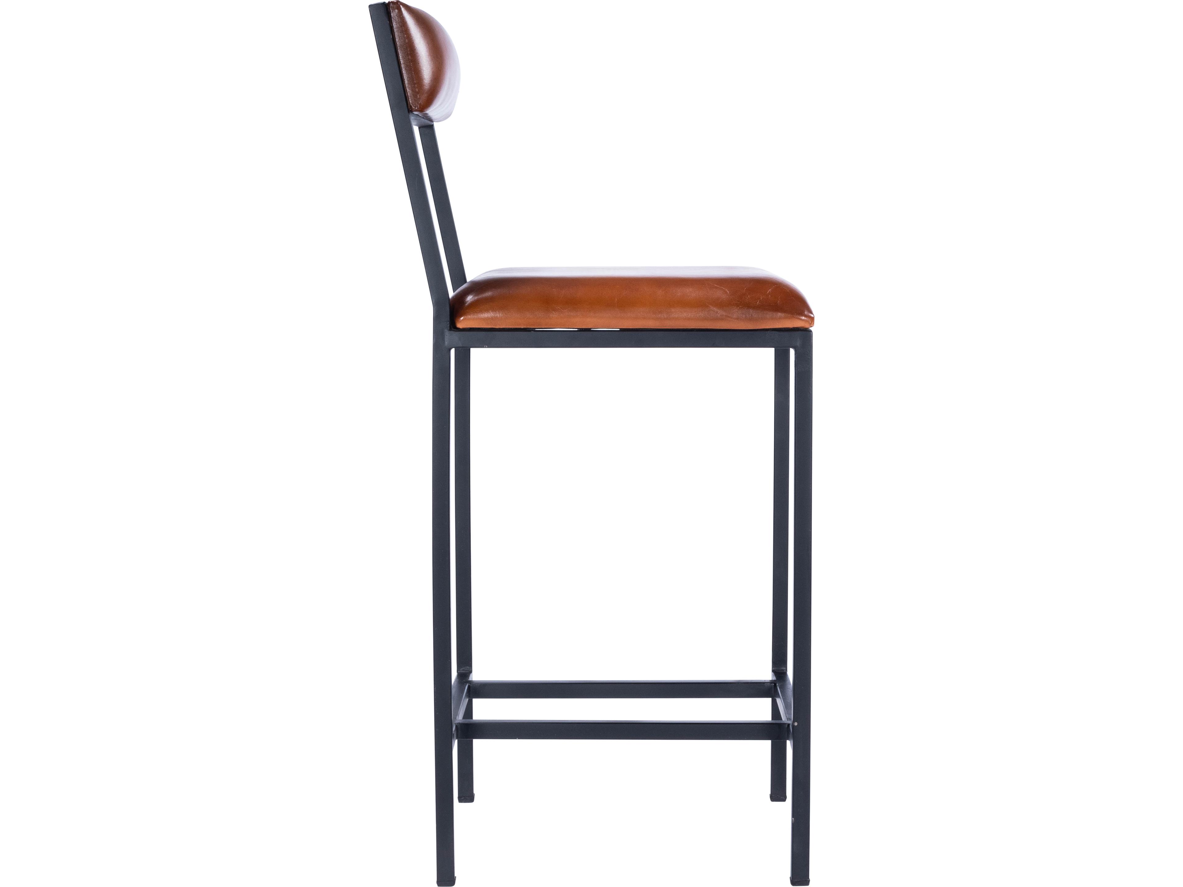 Butler Lazarus Industrial Chic Brown Leather Counter Stool