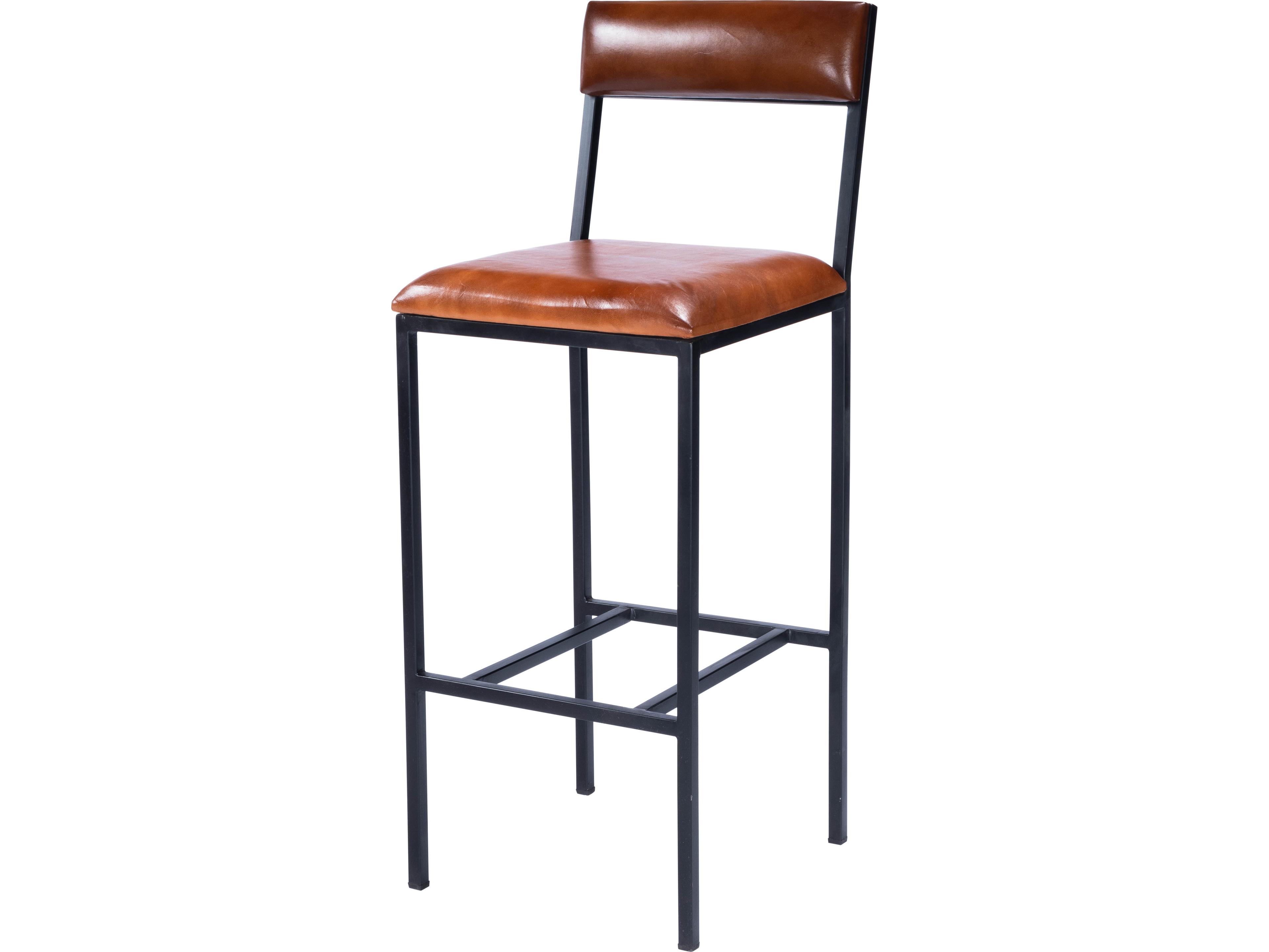 Butler Lazarus Industrial Chic Brown Leather Bar Stool