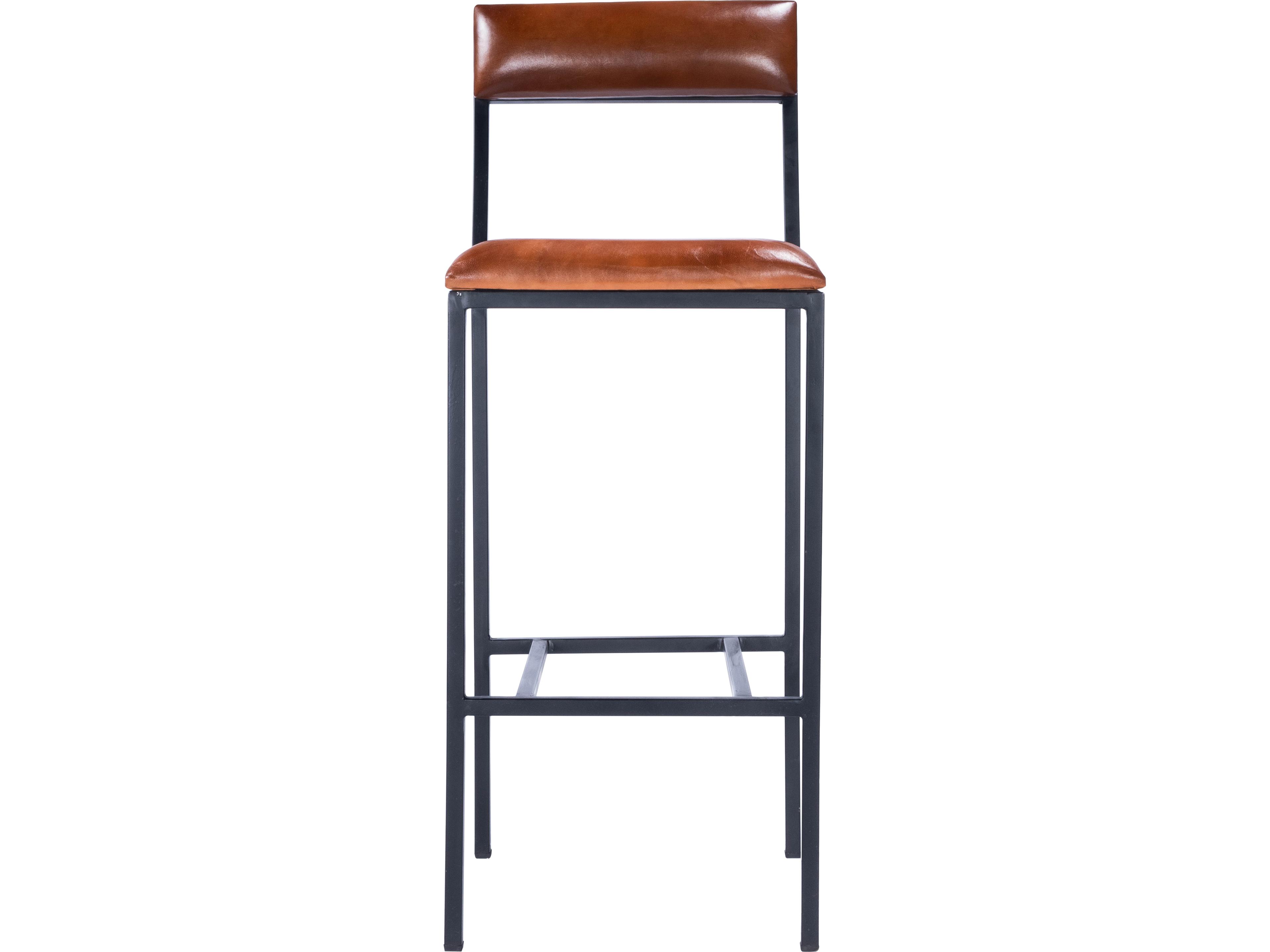 Butler Lazarus Industrial Chic Brown Leather Bar Stool
