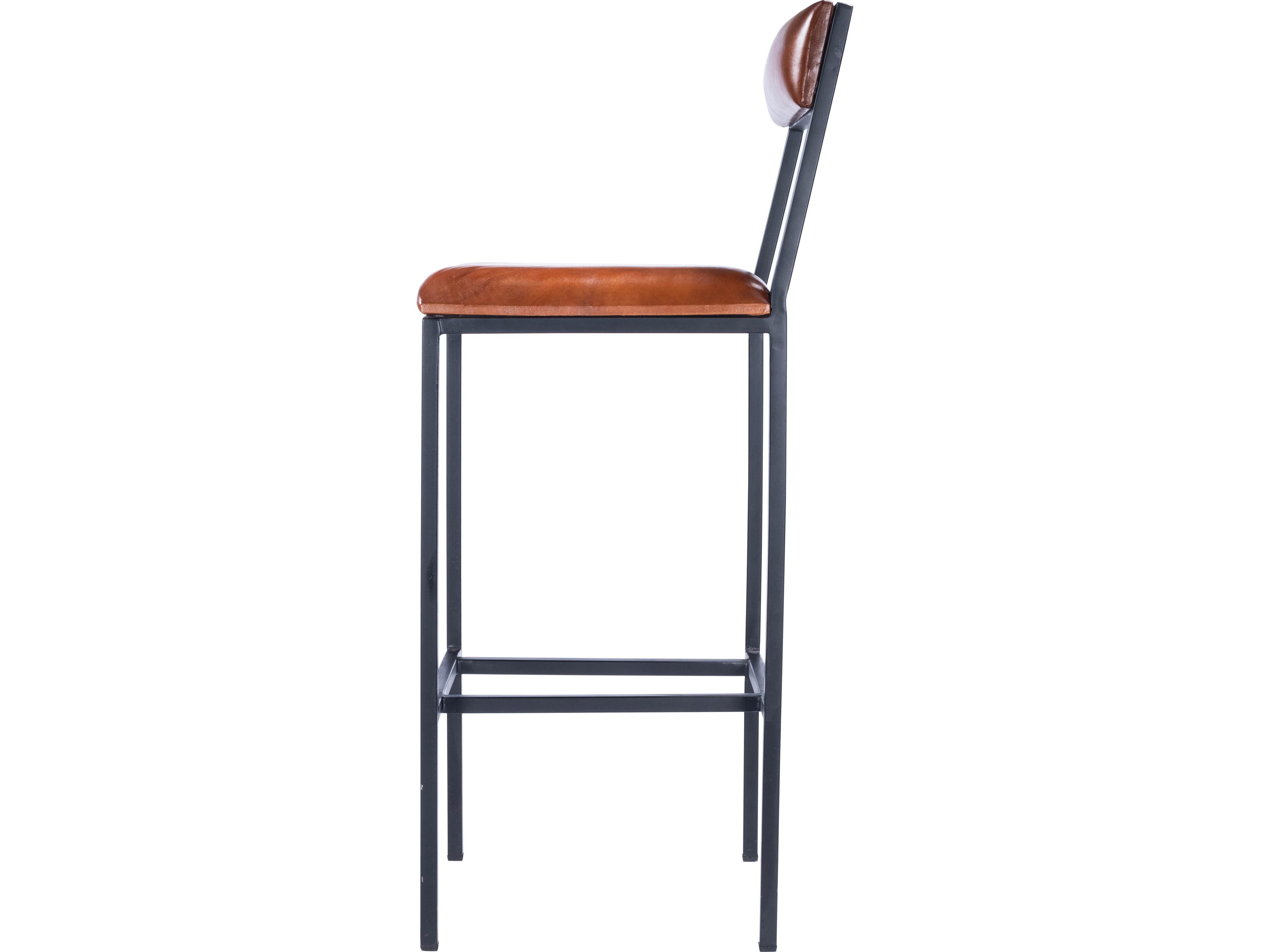 Butler Lazarus Industrial Chic Brown Leather Bar Stool