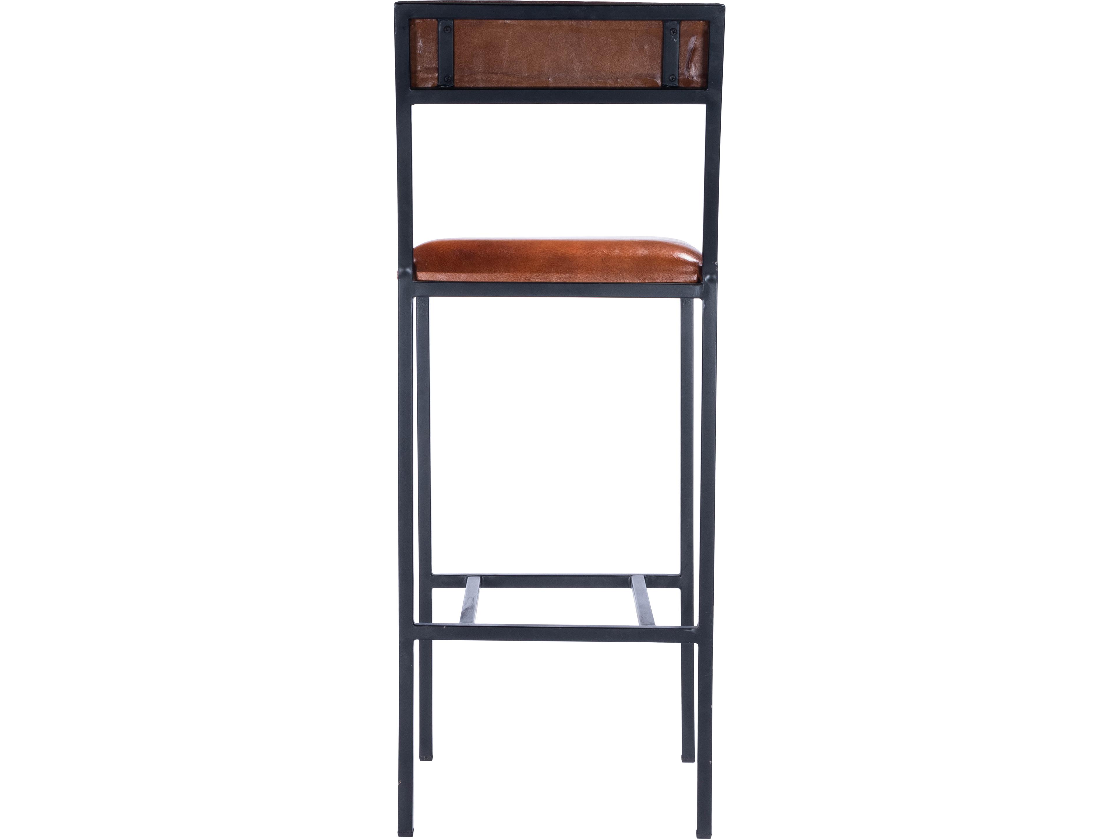 Butler Lazarus Industrial Chic Brown Leather Bar Stool