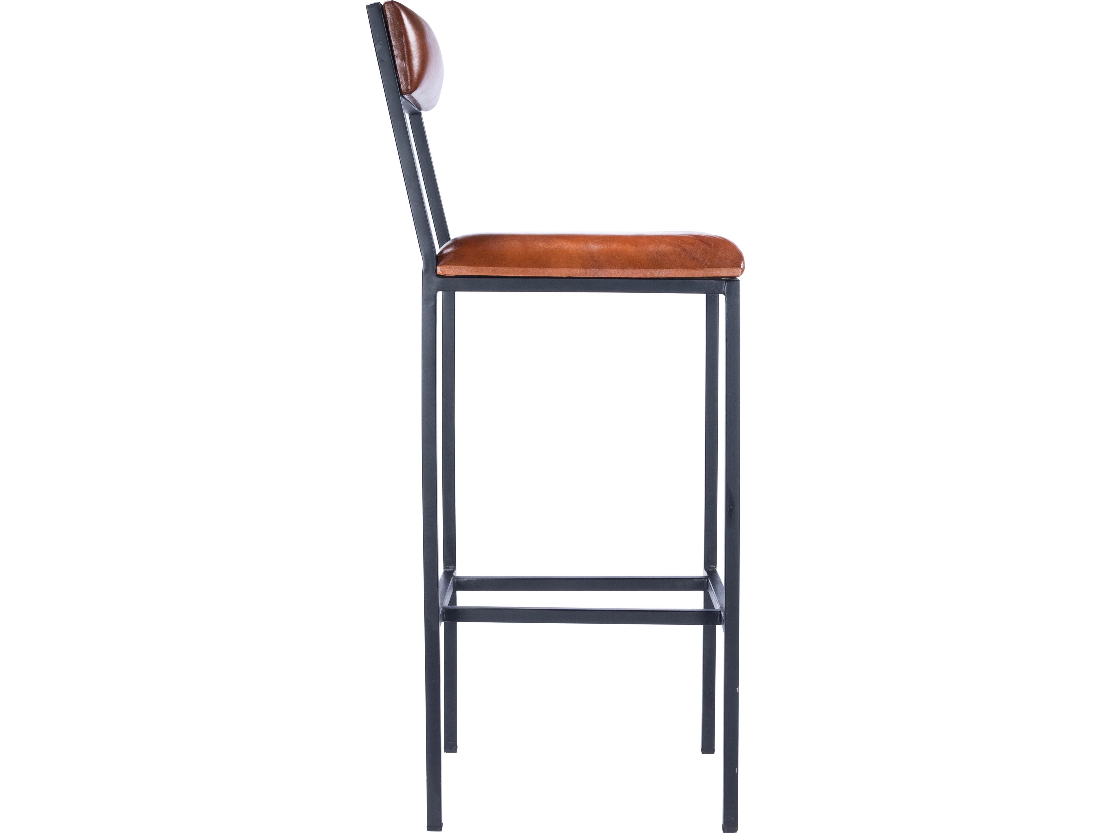 Butler Lazarus Industrial Chic Brown Leather Bar Stool