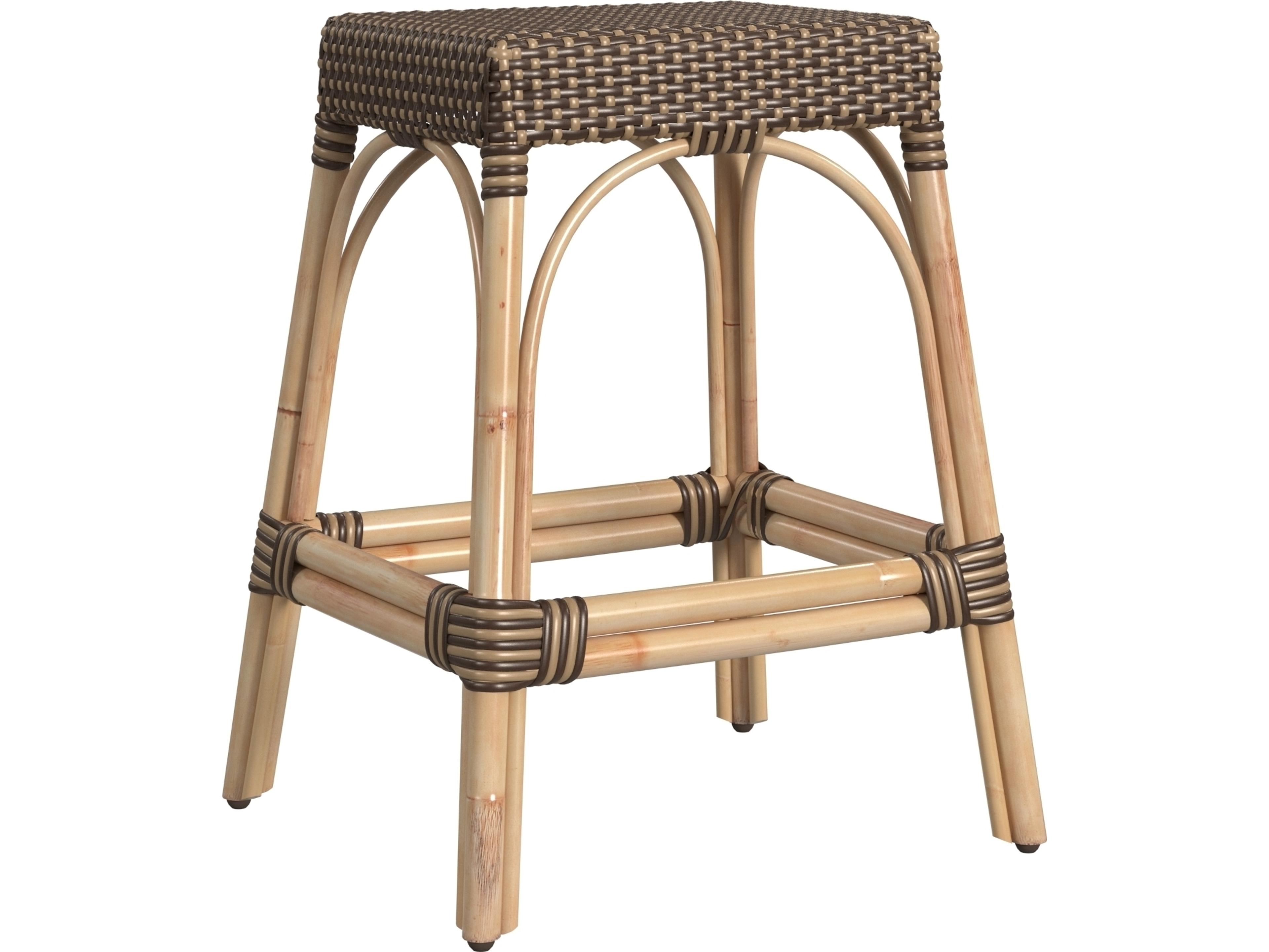 Butler Robias Brown tan Dot Natural Rattan Frame Counter Stool
