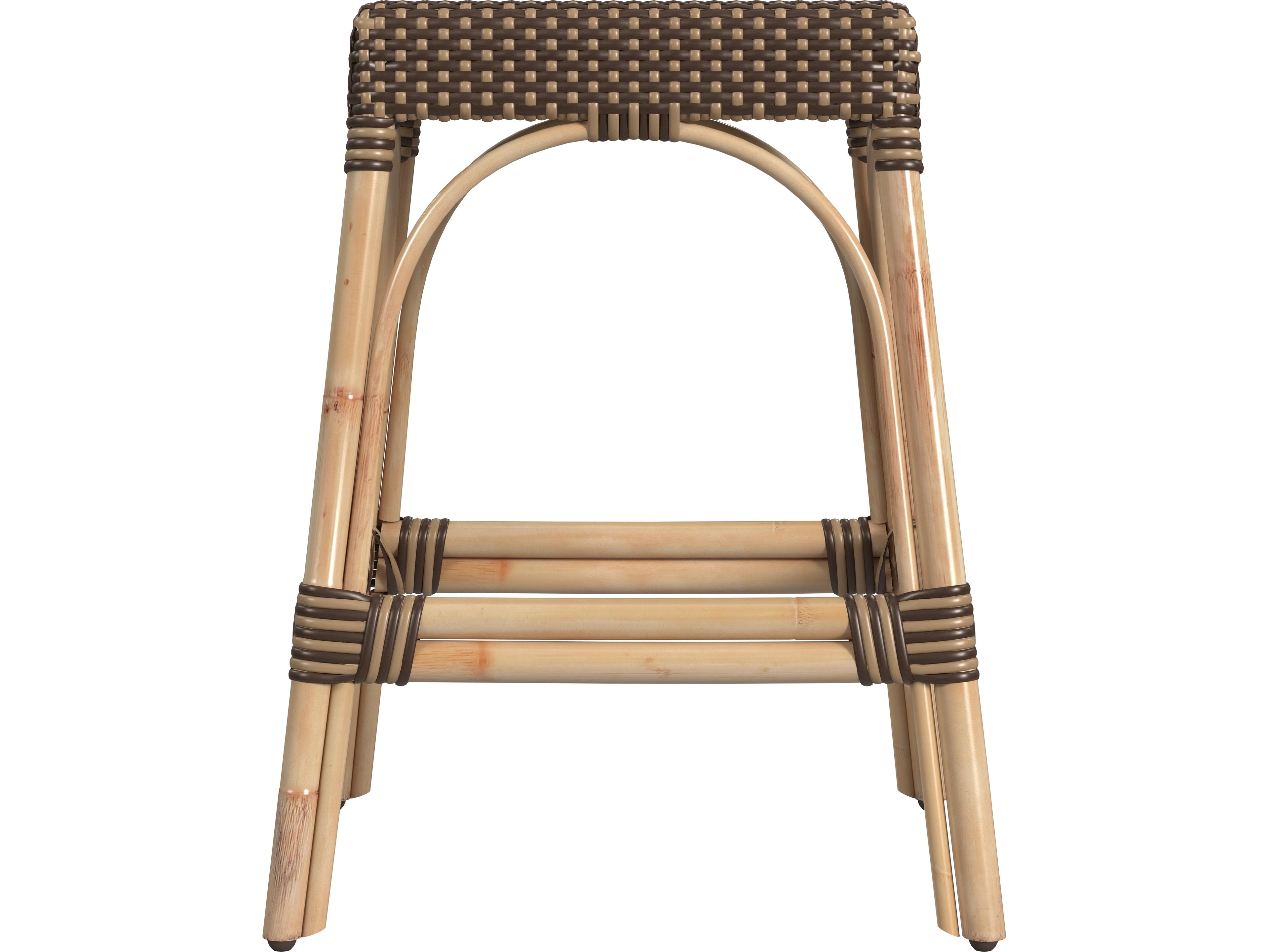 Butler Robias Brown tan Dot Natural Rattan Frame Counter Stool