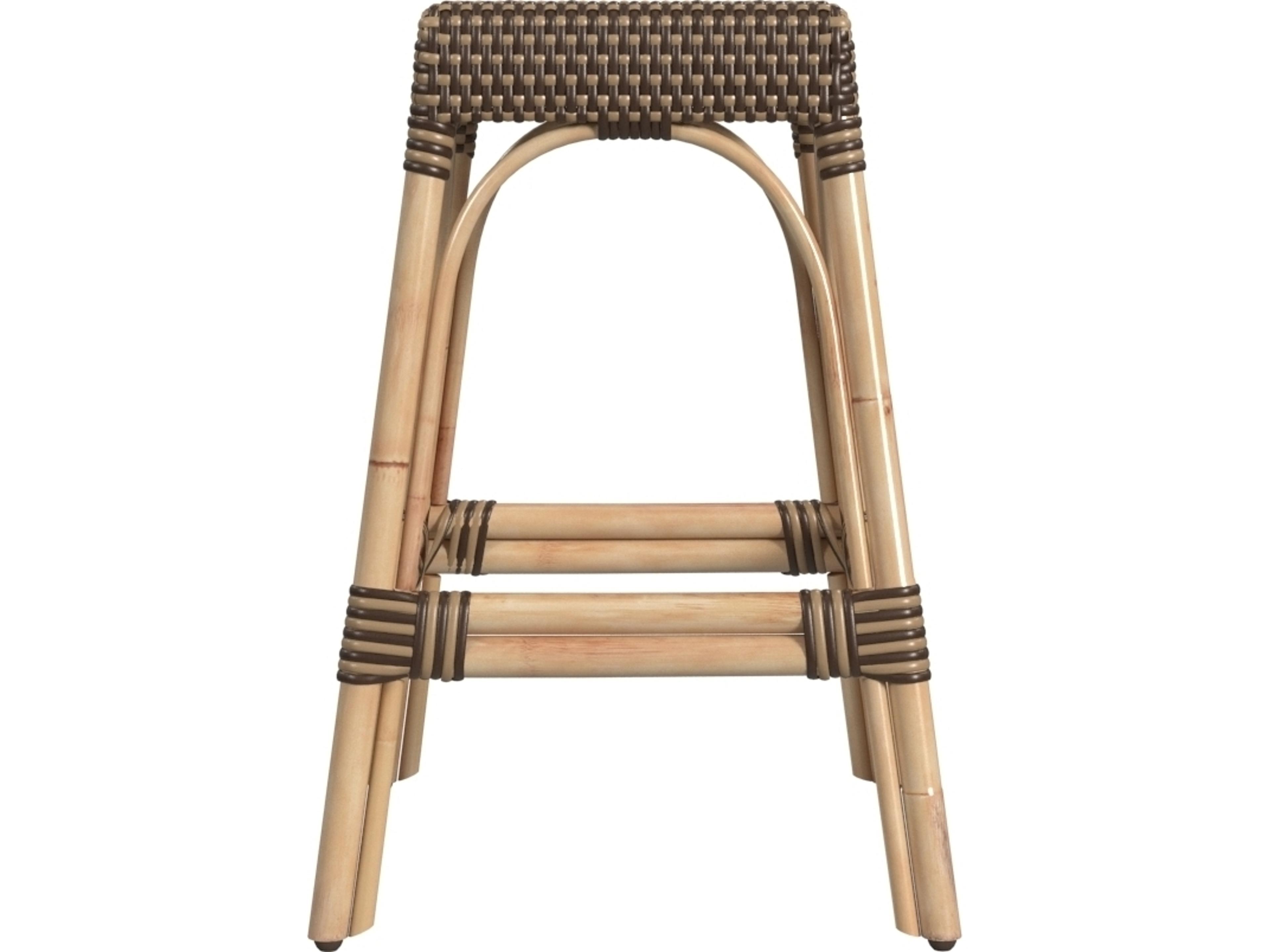 Butler Robias Brown tan Dot Natural Rattan Frame Counter Stool