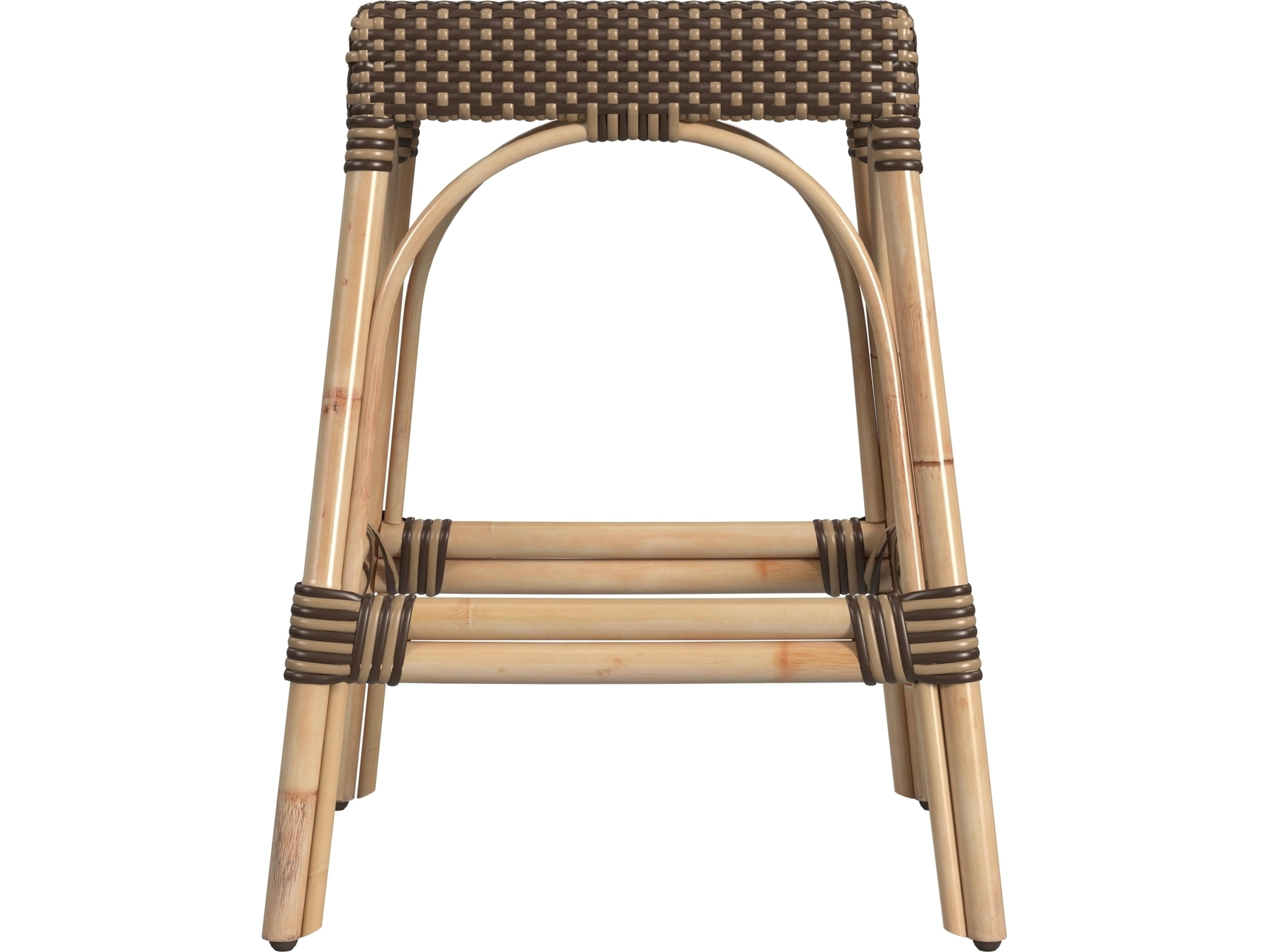 Butler Robias Brown tan Dot Natural Rattan Frame Counter Stool