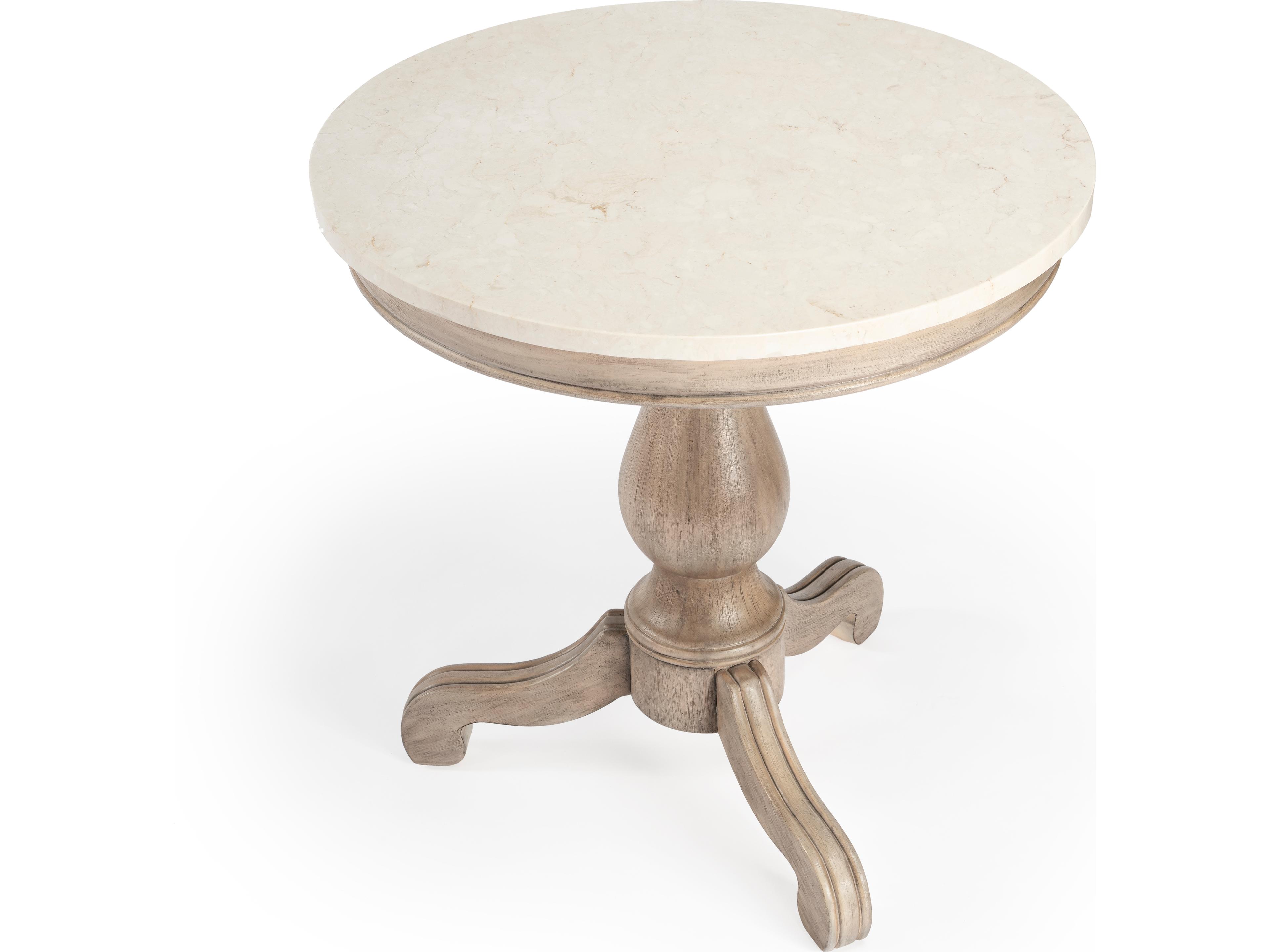 Danielle Round Marble Sandalwood Beige End Table