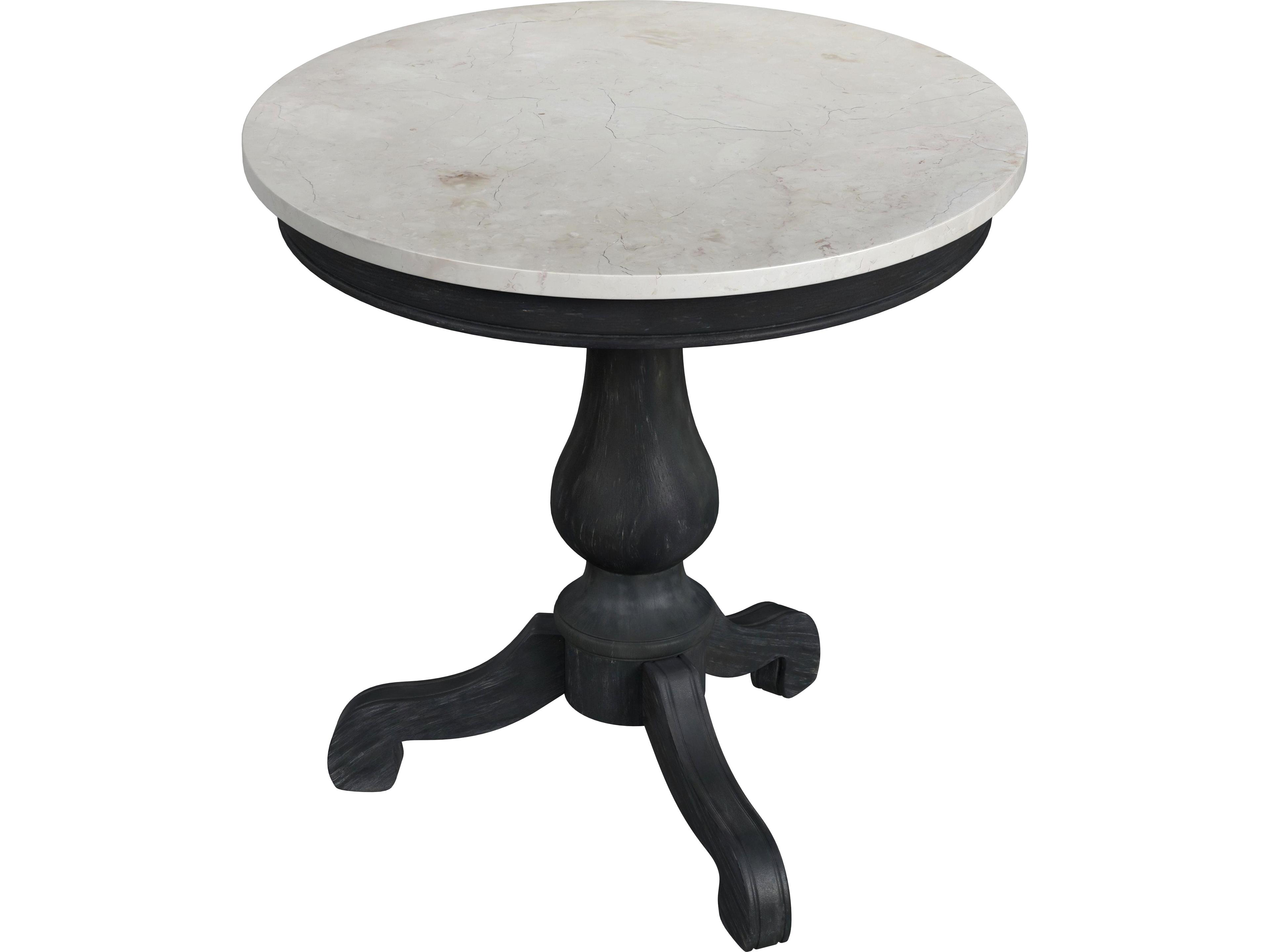 Danielle Round Marble Washed Black End Table
