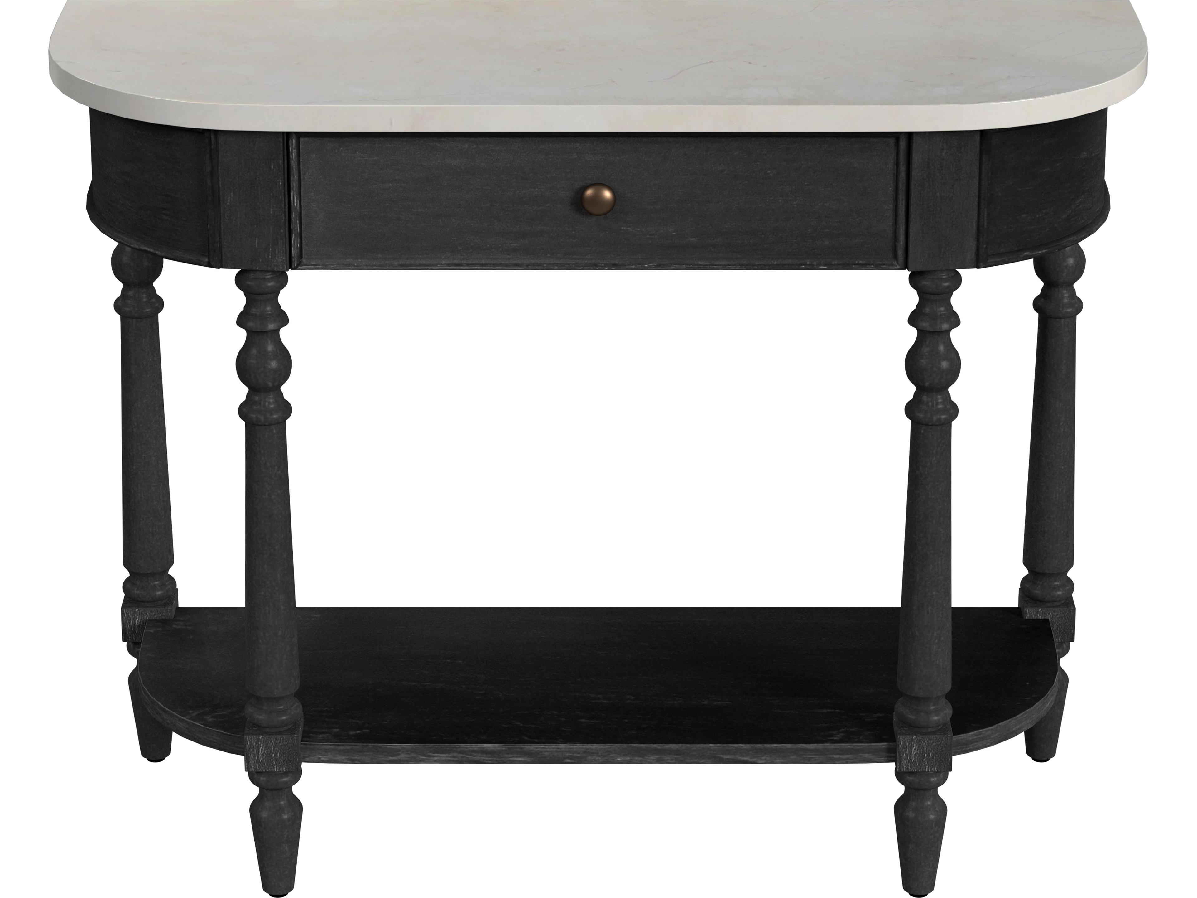Danielle 40 Inch Console Table with Off-White Marble Top and Washed Black Wood