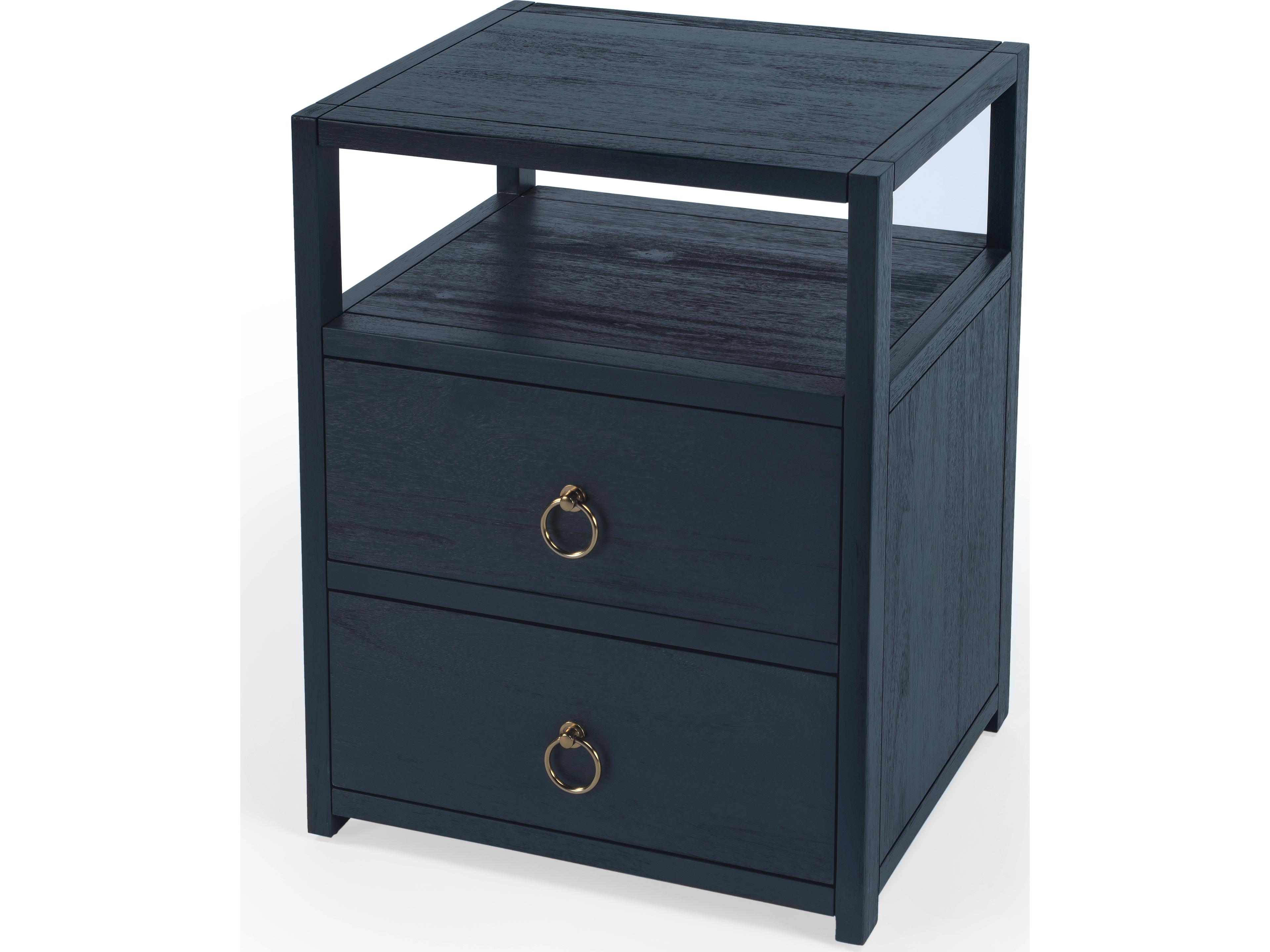 Lark 2-Drawers Acacia Wood Nightstand