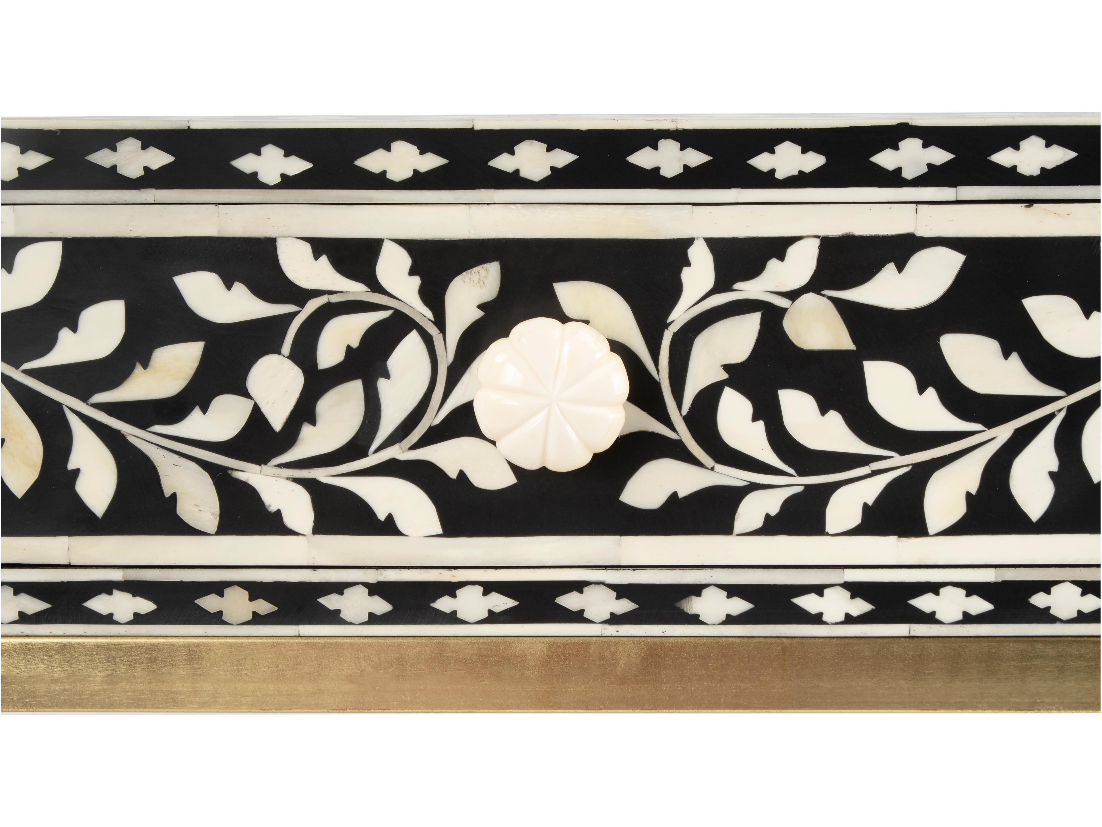 Butler Perilla Black Bone Inlay Gold Mango Wood Writing Desk