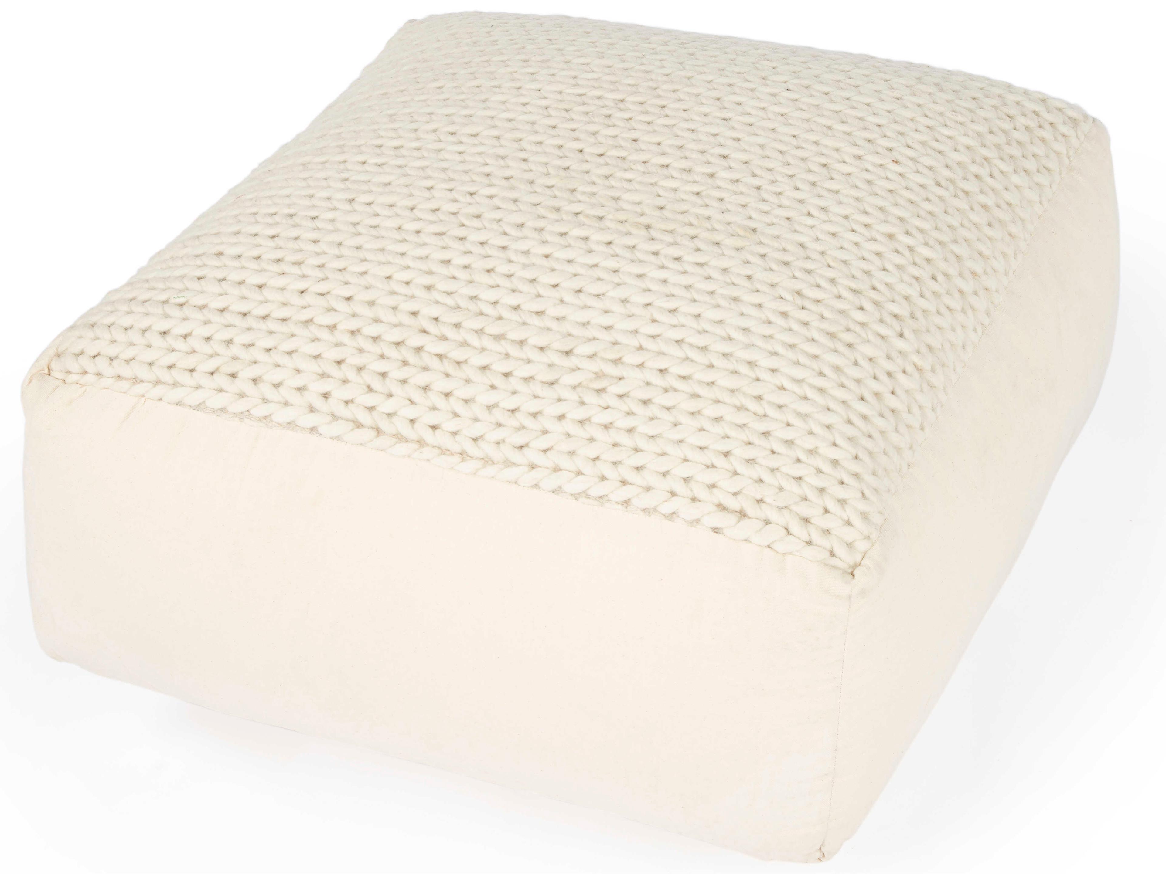 Fernandos Beige Diamond Cream Upholstered Pouf