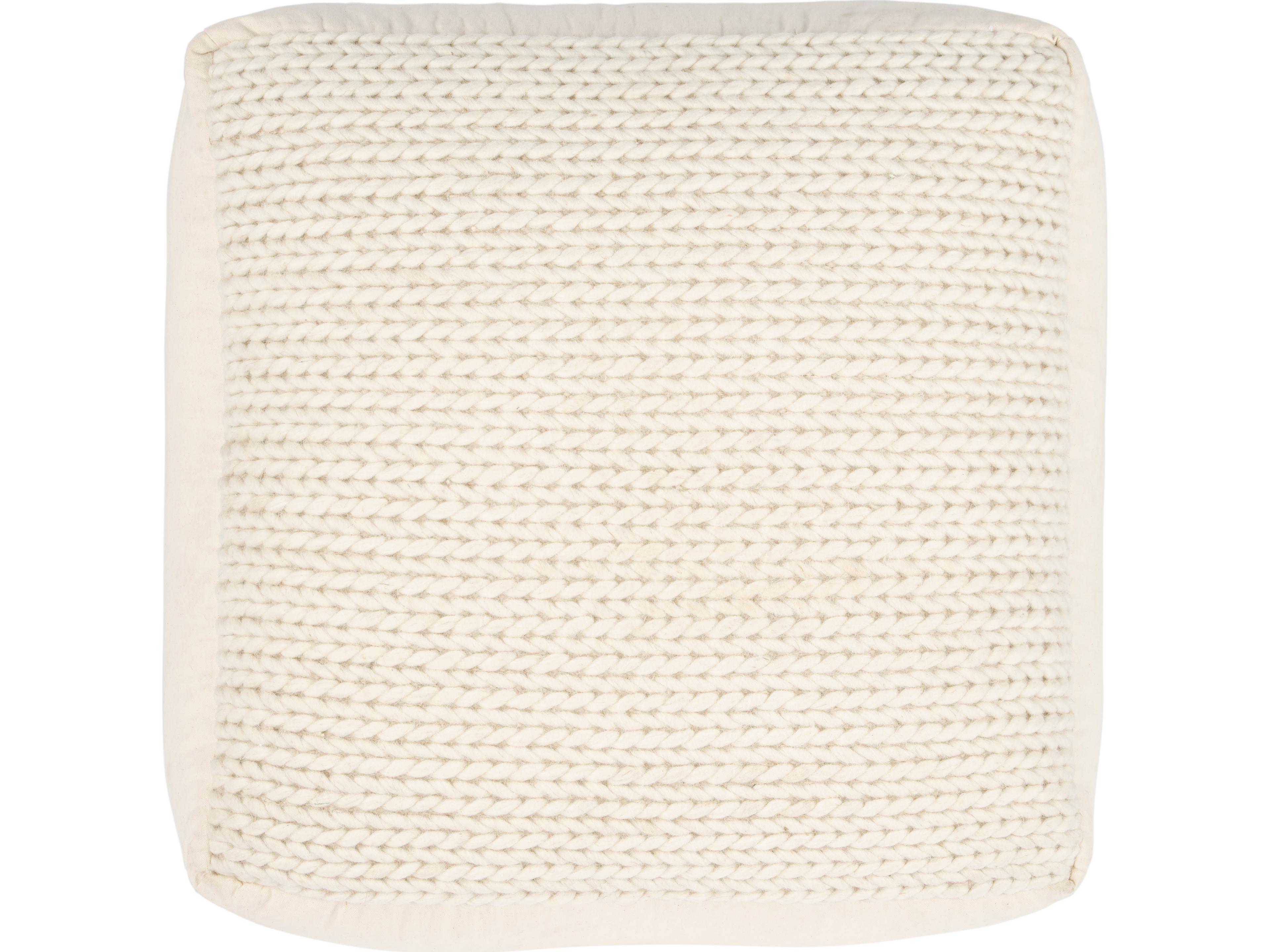Butler Fernandos Beige Diamond Cream Upholstered Pouf