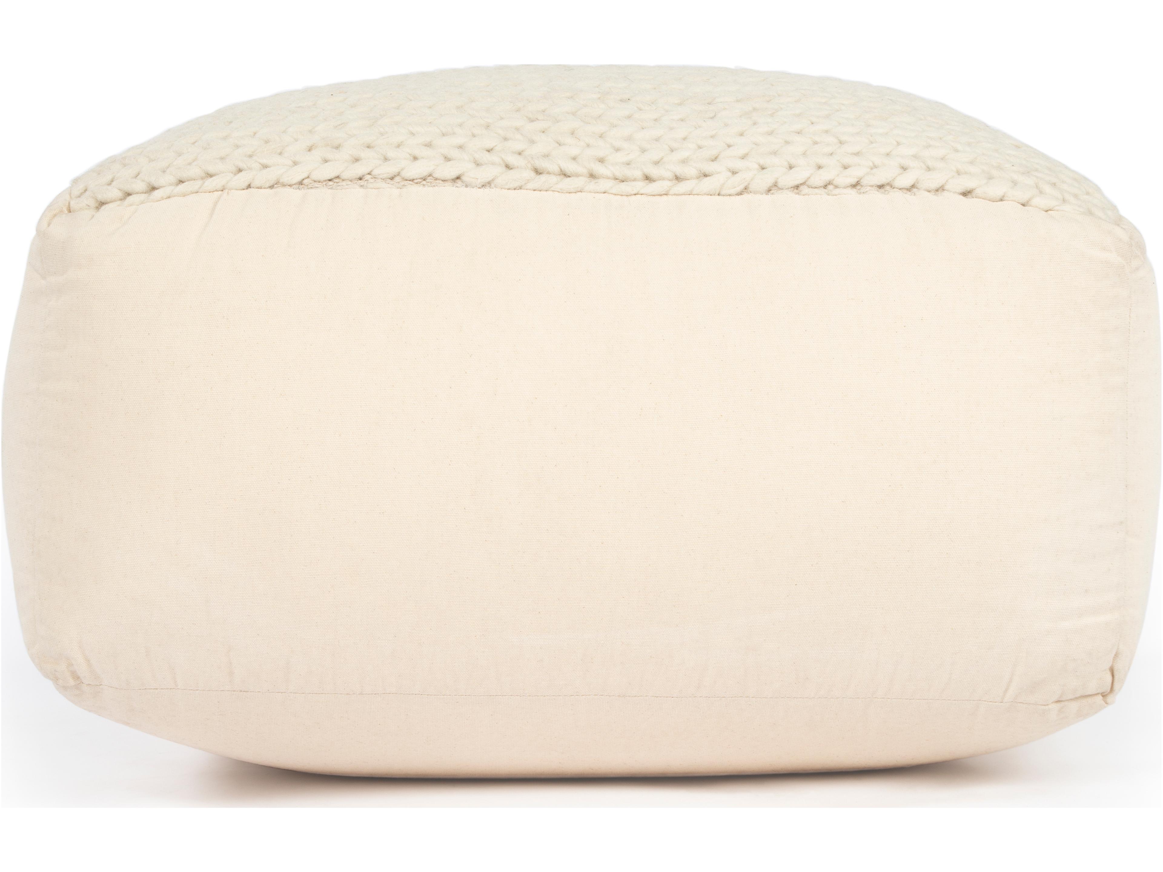 Butler Fernandos Beige Diamond Cream Upholstered Pouf
