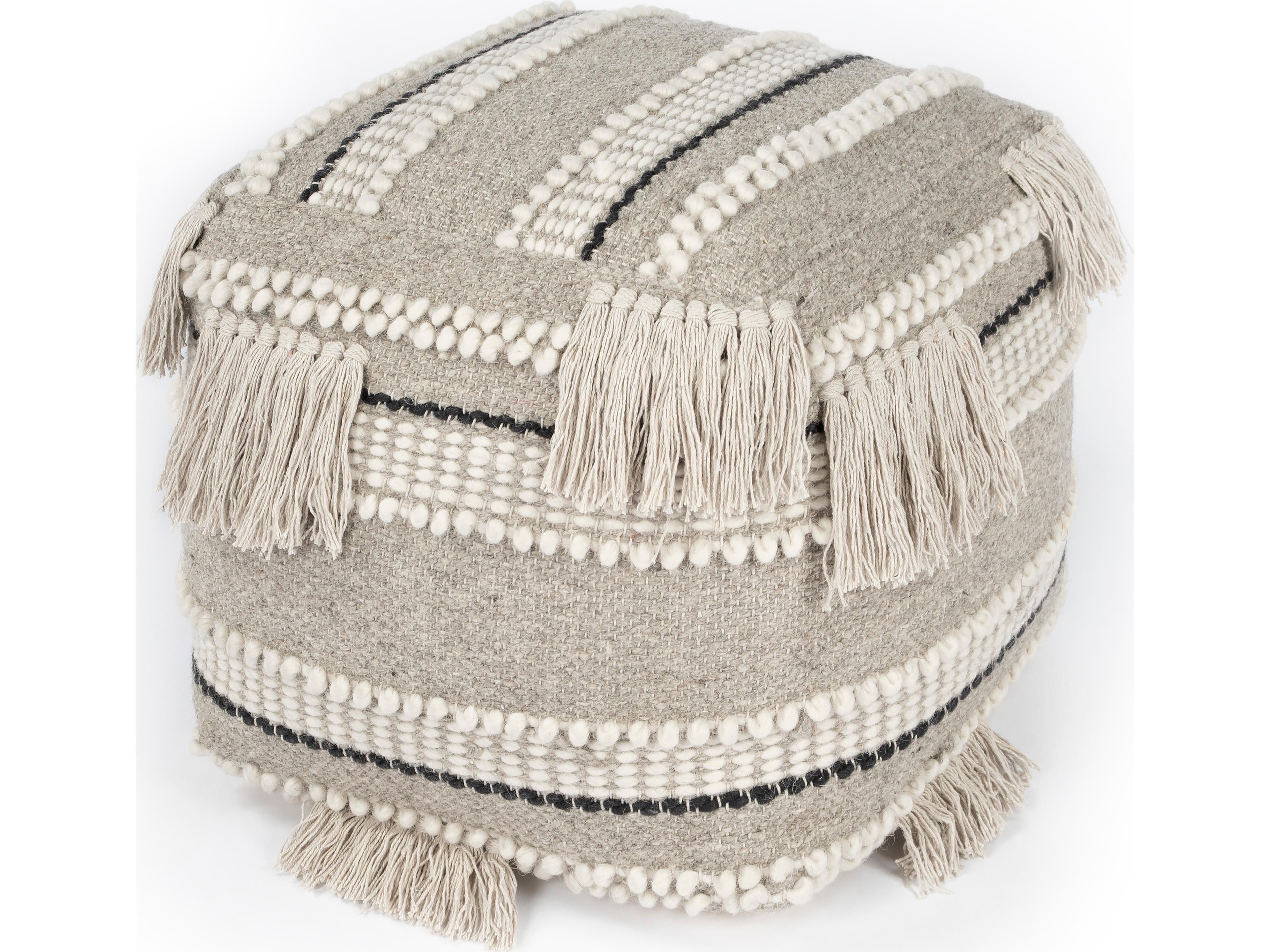 Realisa Grey Upholstered Pouf