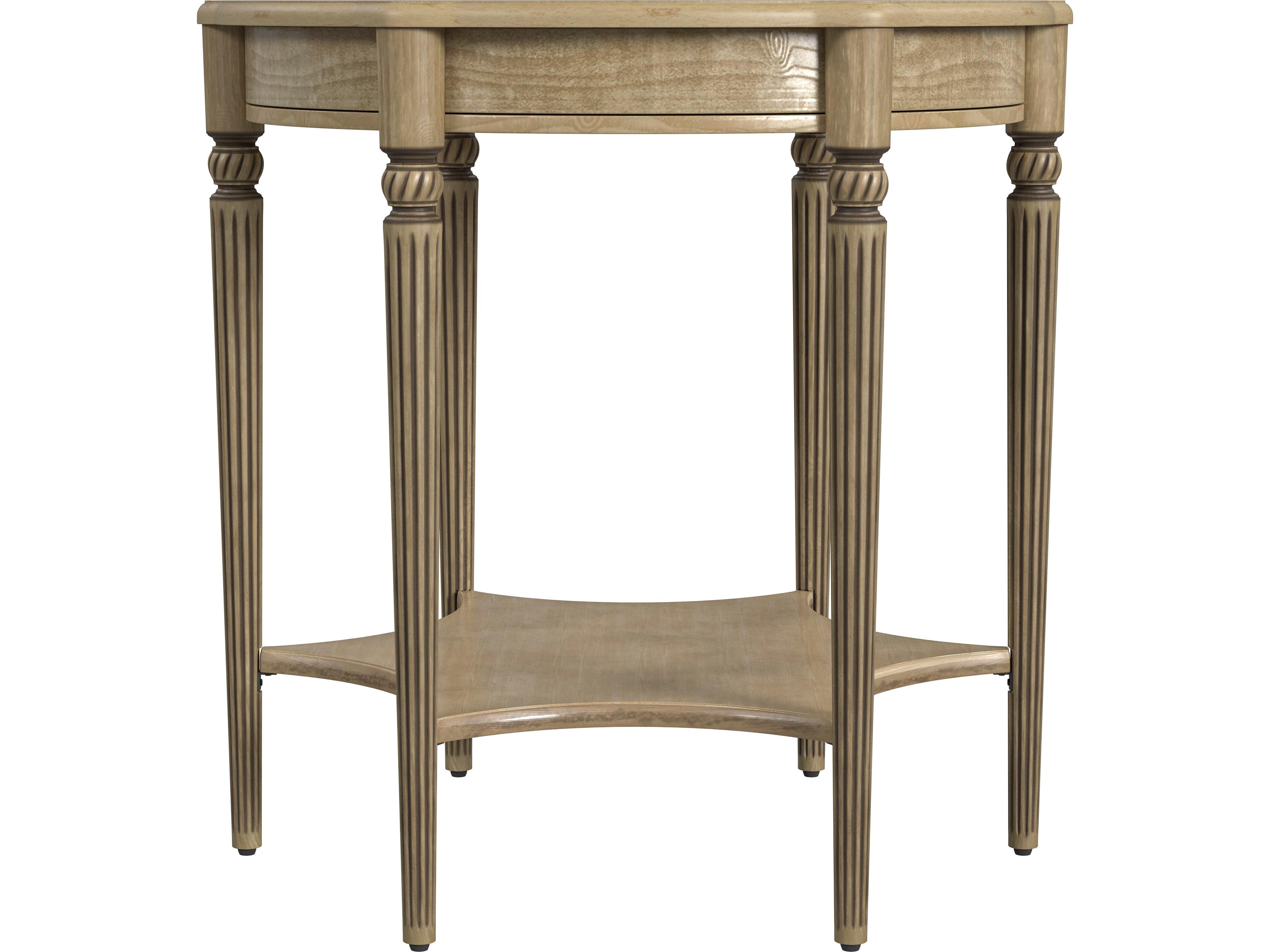 Butler Bainbridge Round Wood Antique Beige End Table