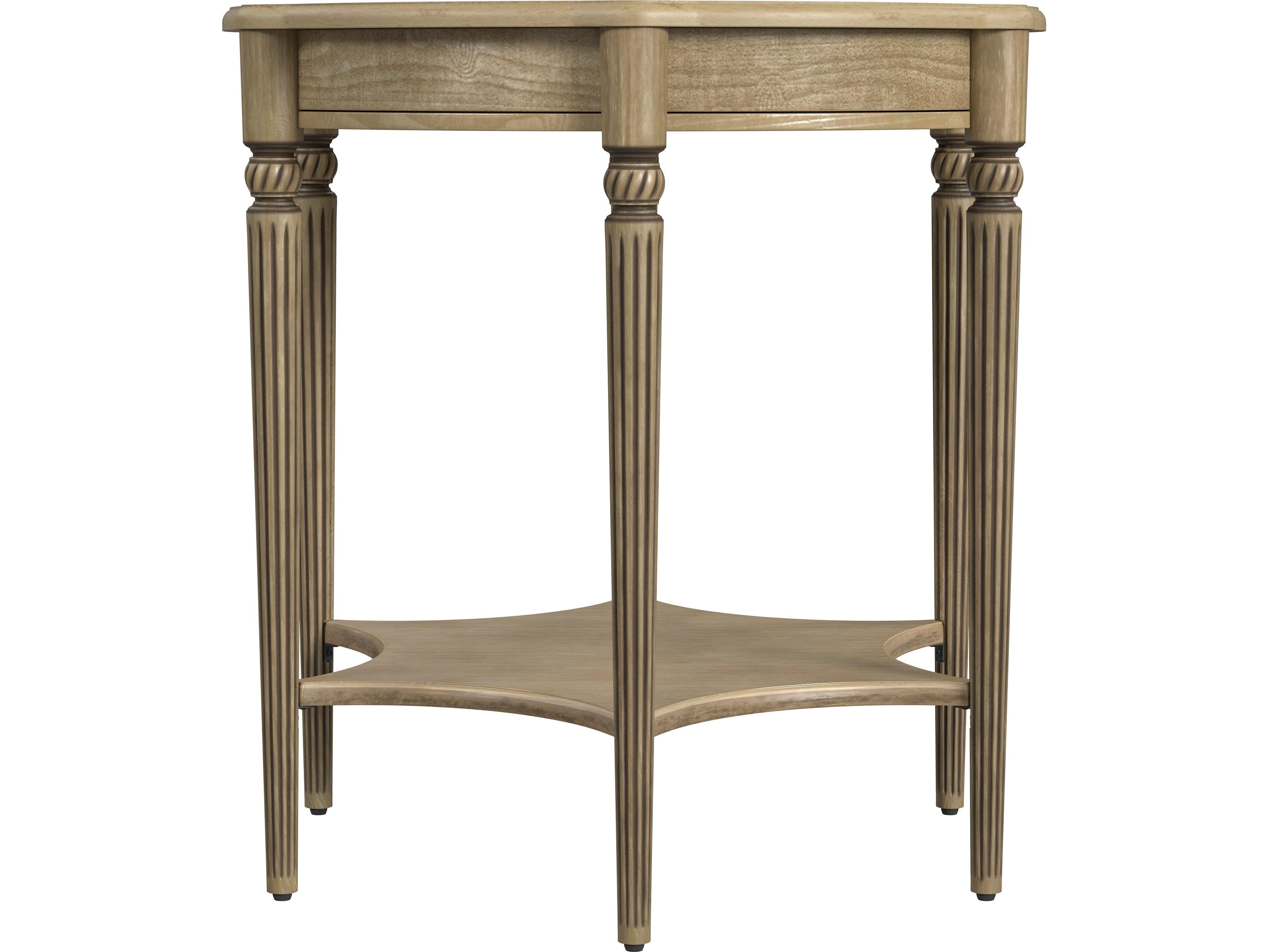 Butler Bainbridge Round Wood Antique Beige End Table