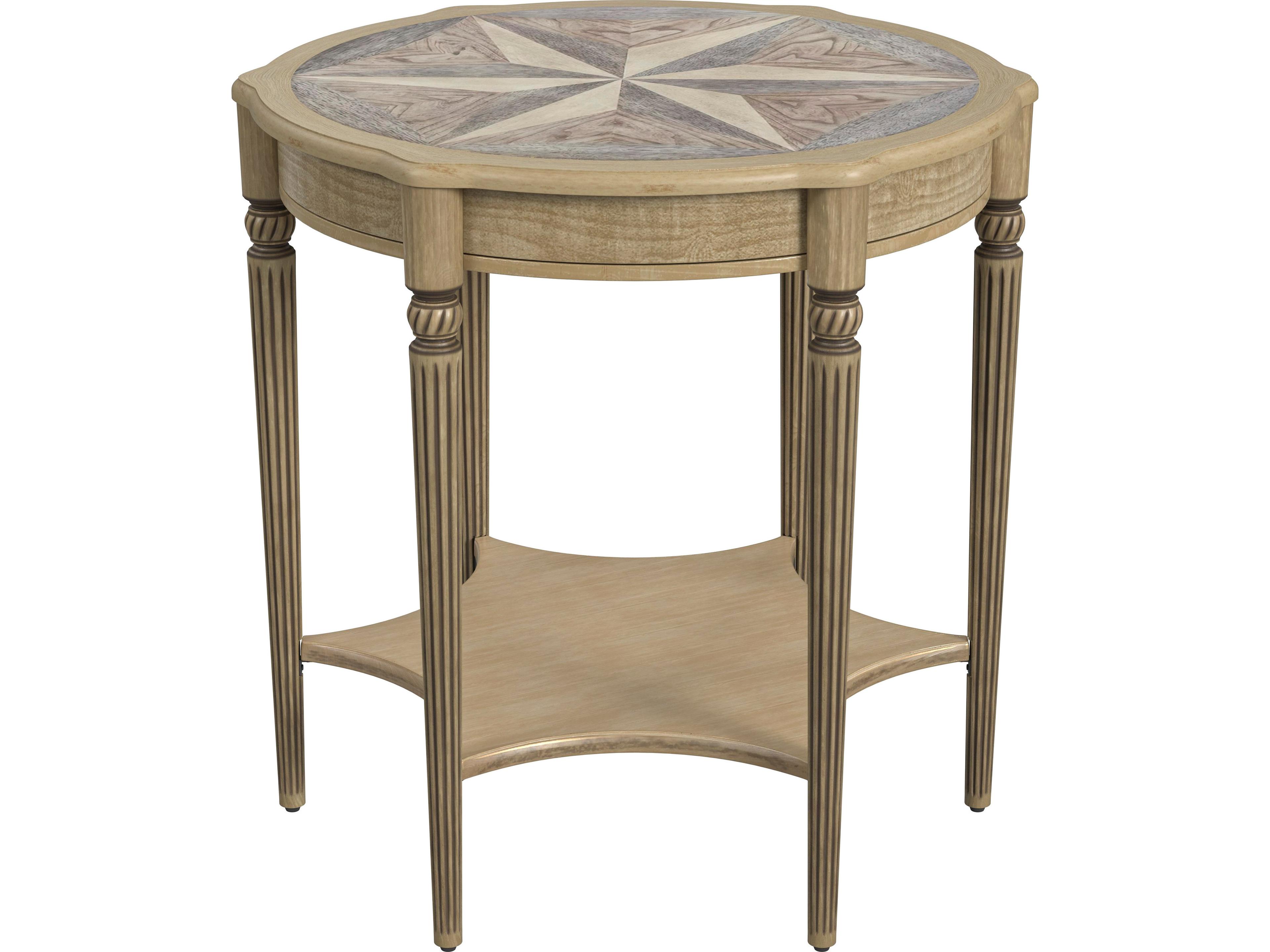Butler Bainbridge Round Wood Antique Beige End Table