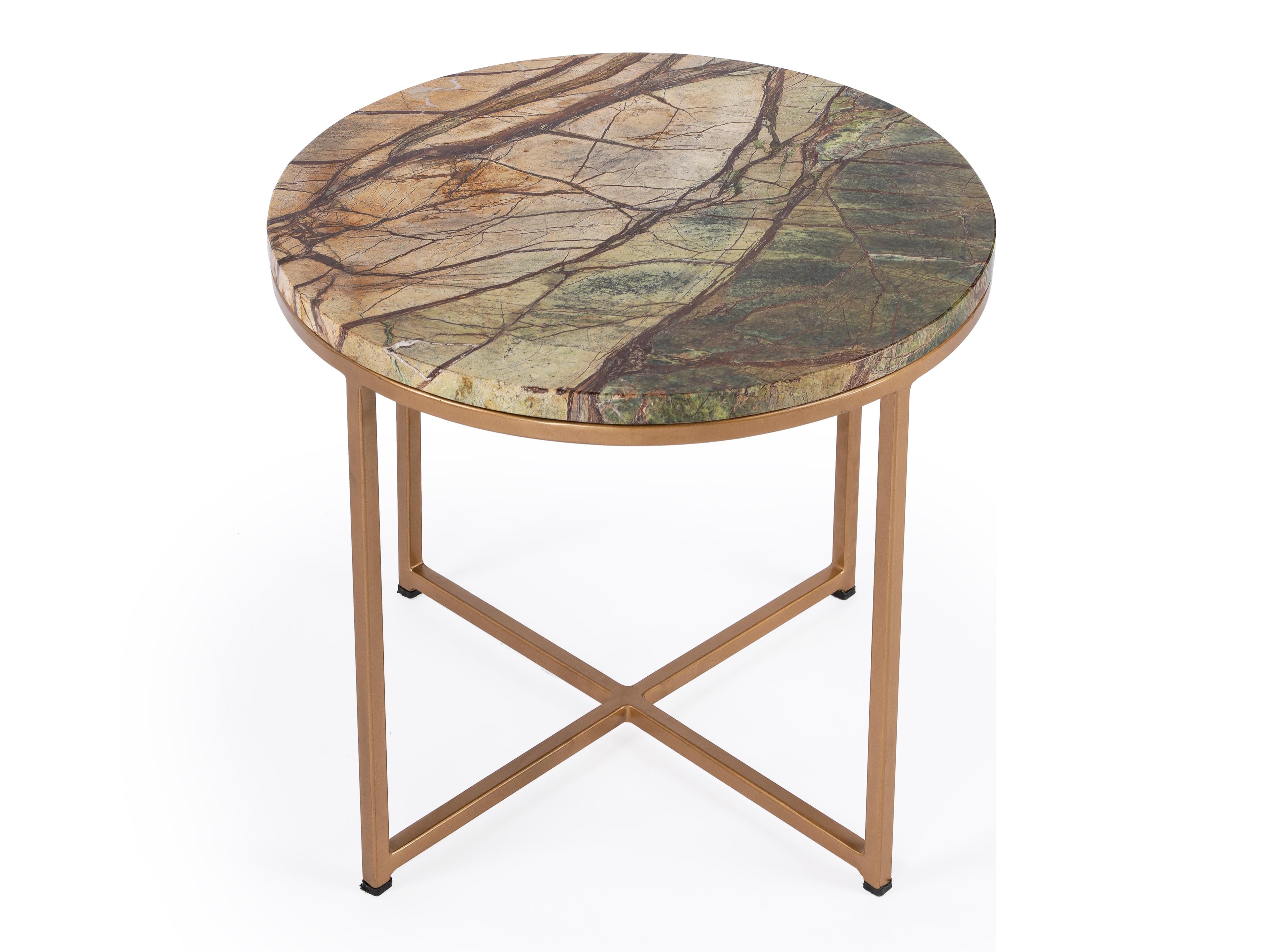 Butler Giovanniya Round Marble Antique Gold End Table