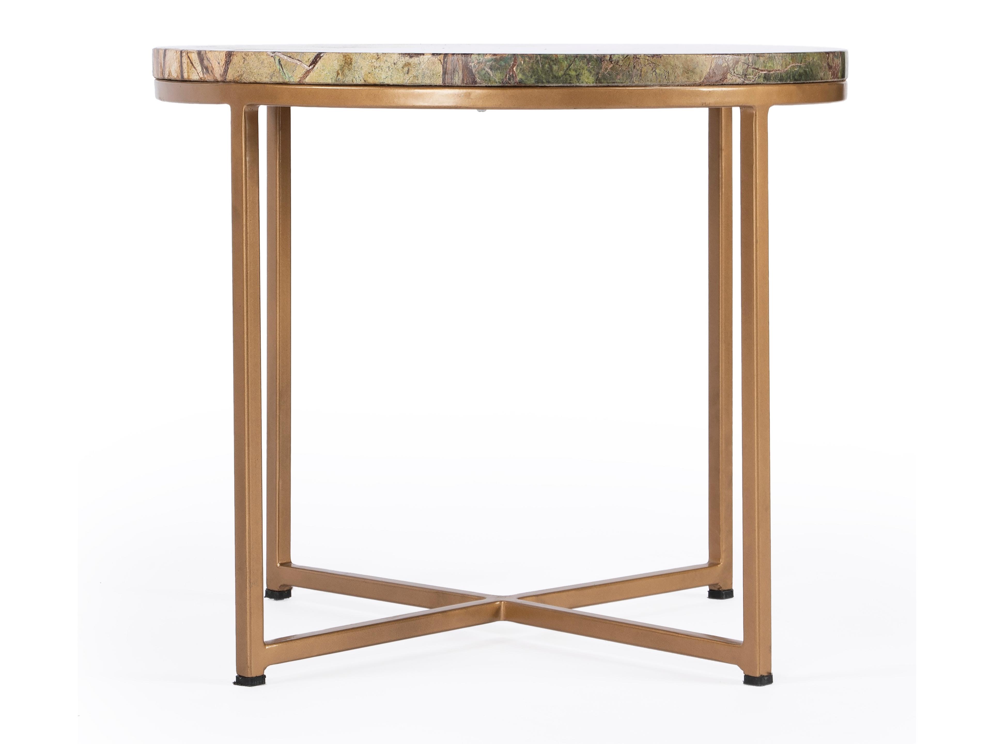Butler Giovanniya Round Marble Antique Gold End Table
