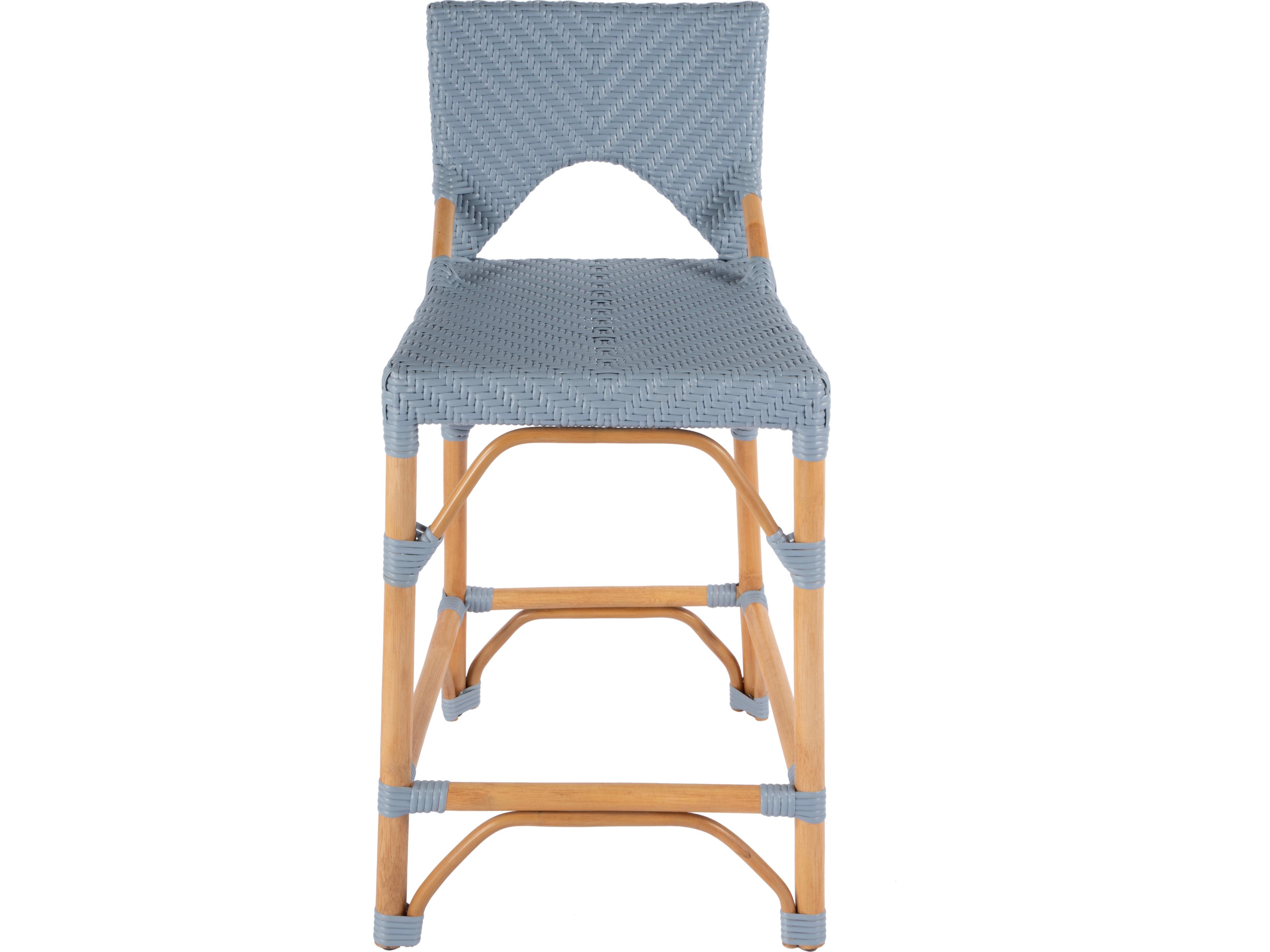 Butler Creanly Baby Blue Natural Rattan Frame Counter Stool