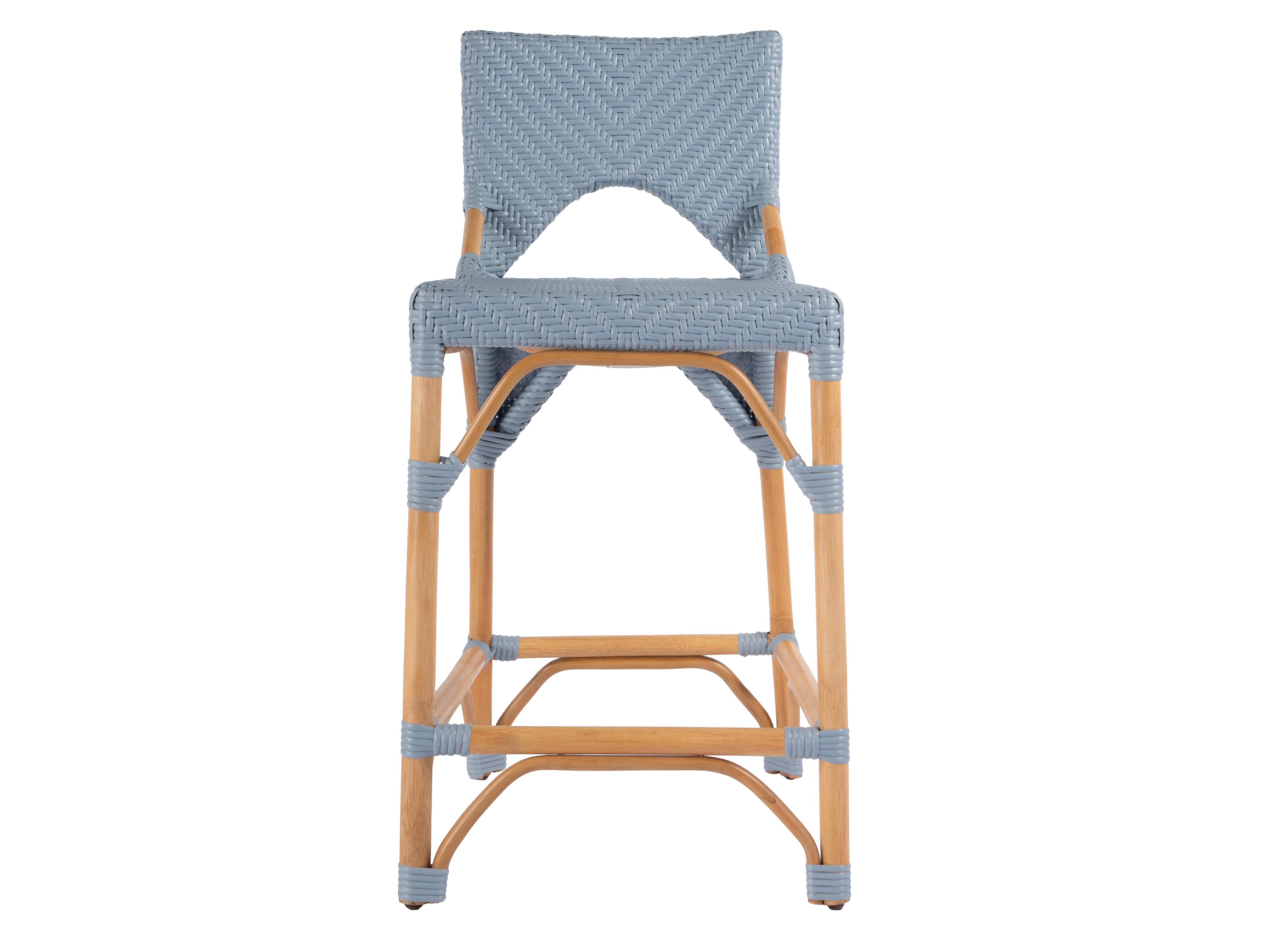 Butler Creanly Baby Blue Natural Rattan Frame Counter Stool