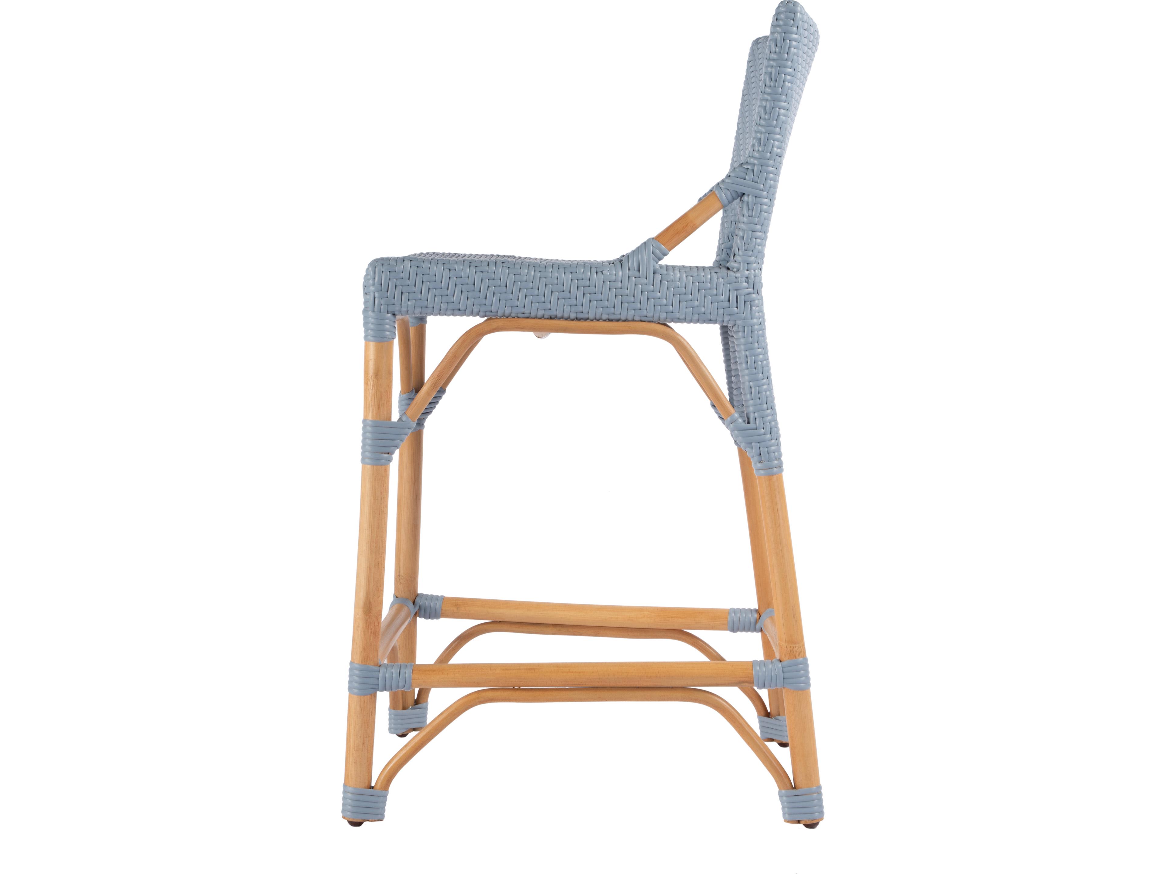 Butler Creanly Baby Blue Natural Rattan Frame Counter Stool