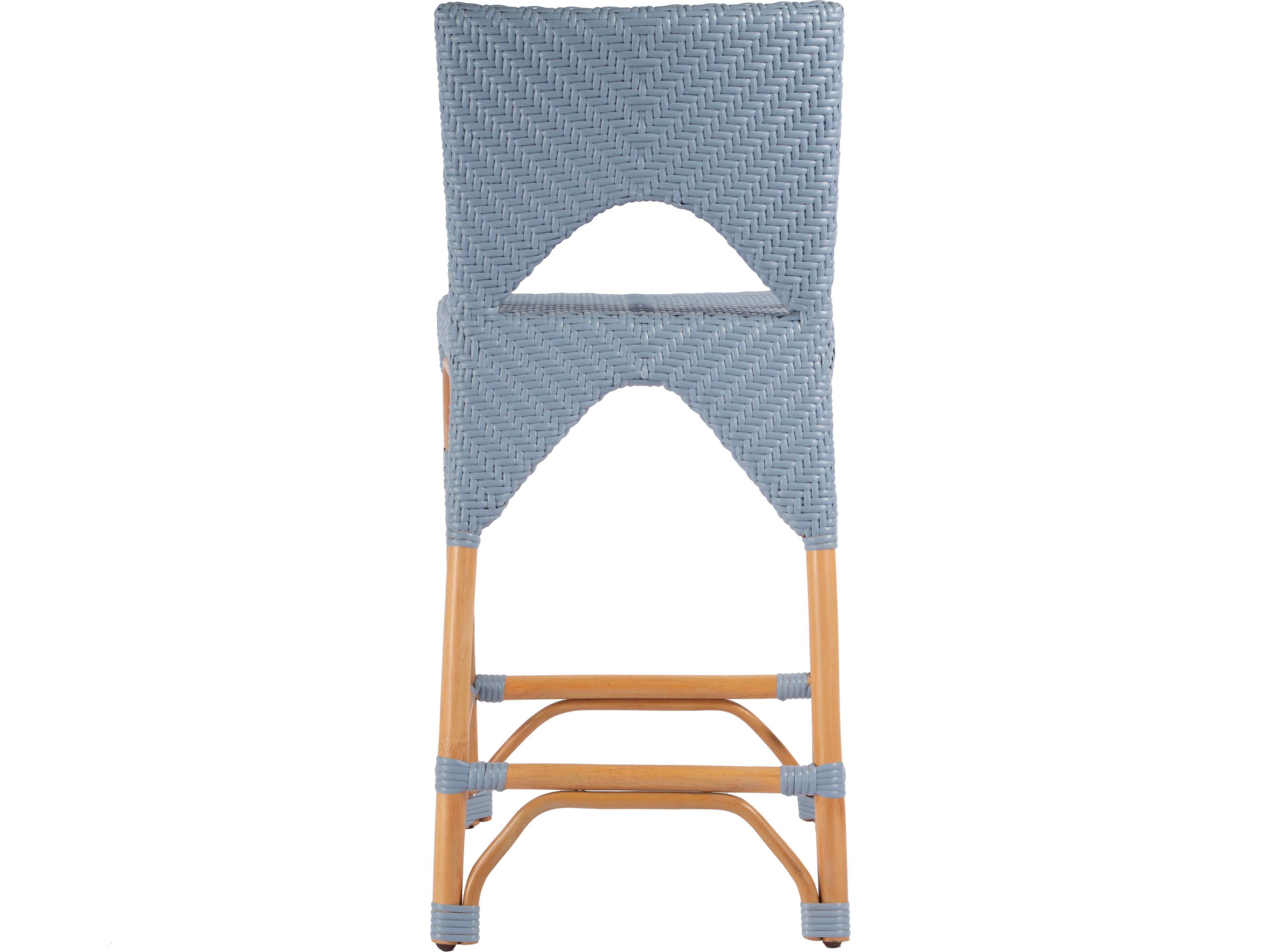Butler Creanly Baby Blue Natural Rattan Frame Counter Stool
