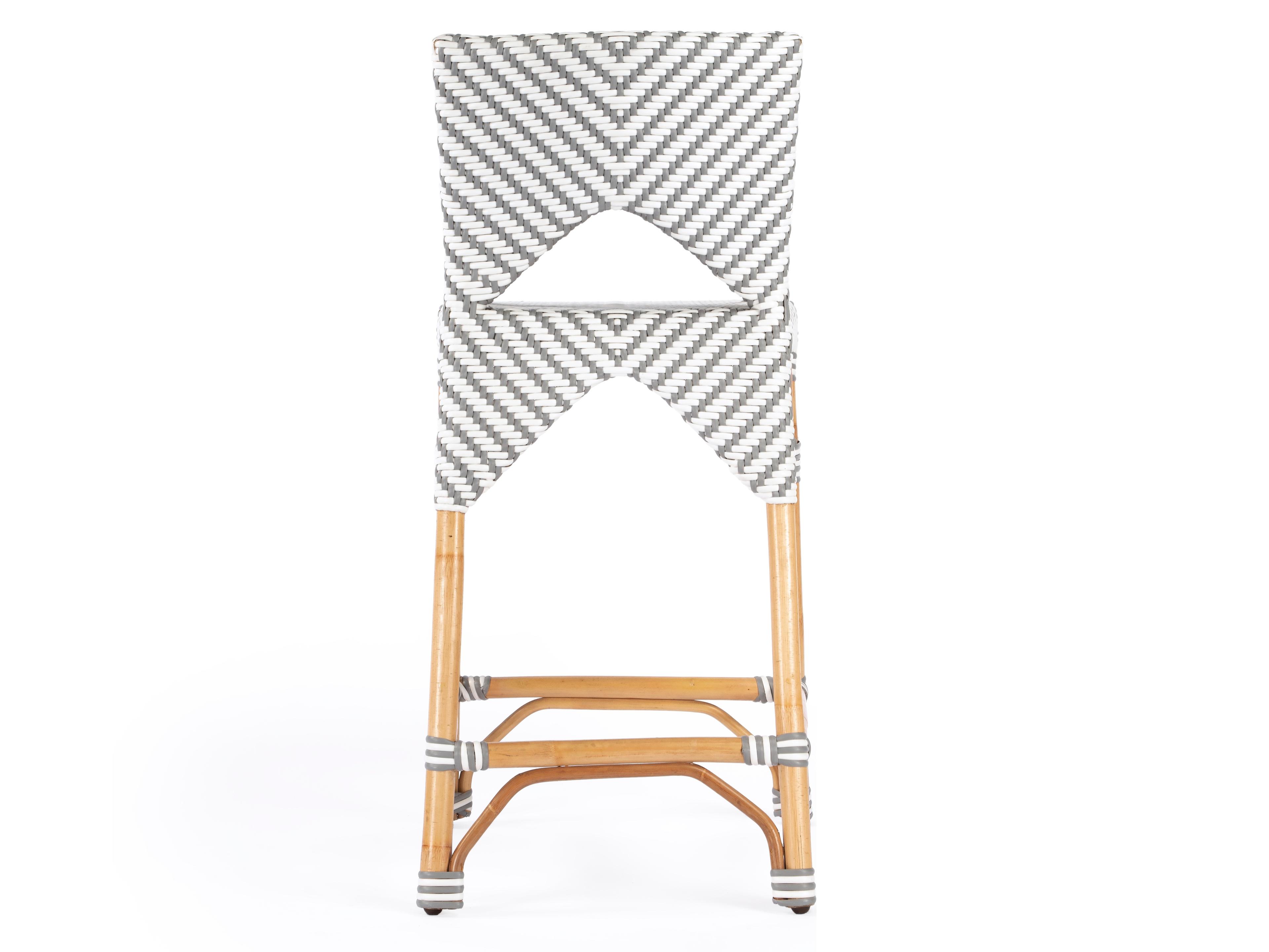 Butler Creanly Gray & White Stripe Rattan Counter Stool
