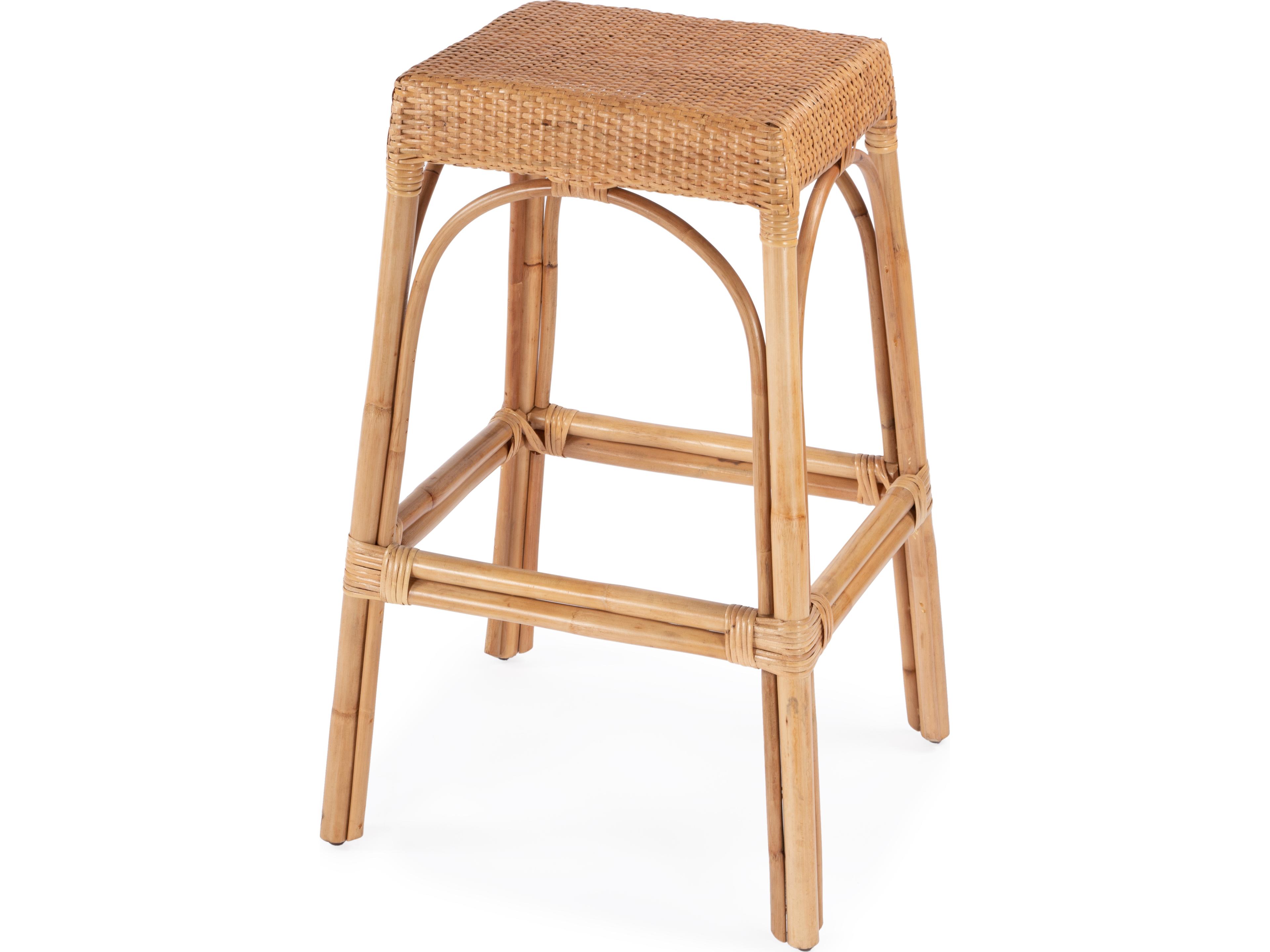Robias Natural Rattan Frame Bar Stool