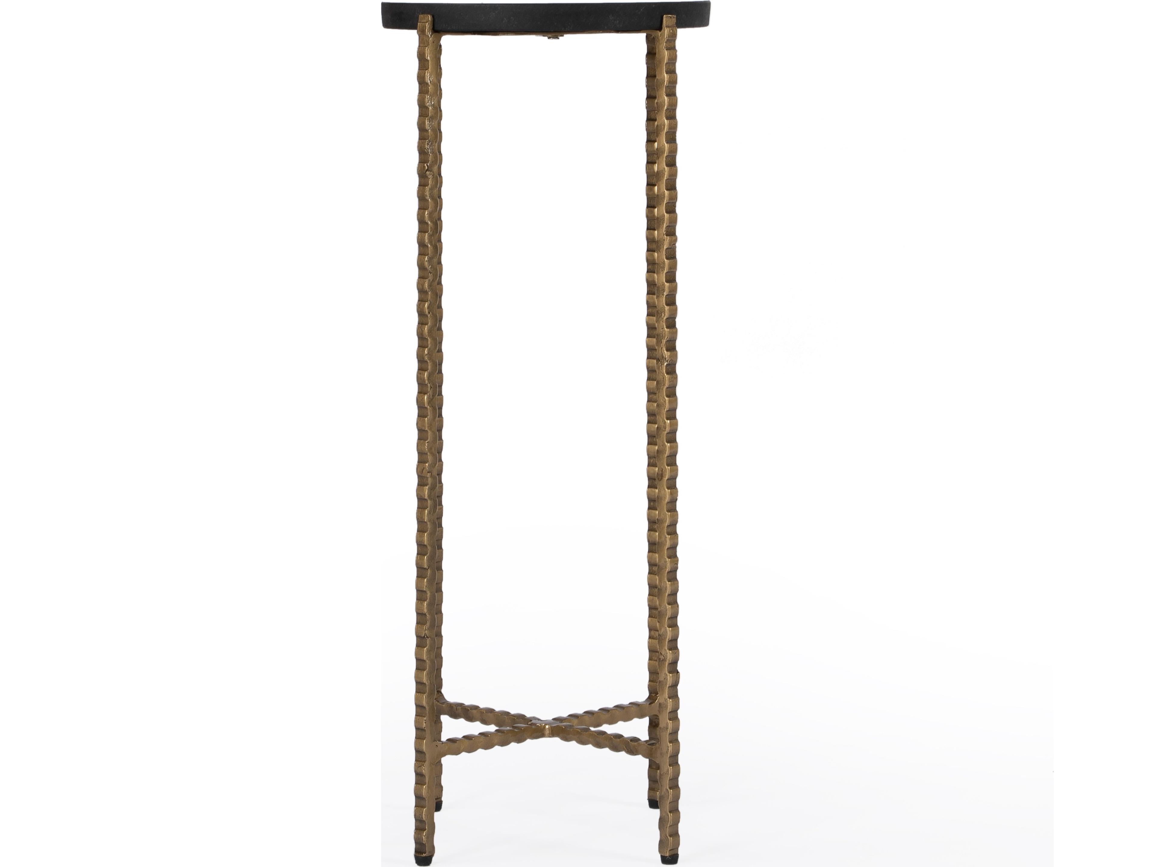 Butler Nigella Round Granite Black Marble End Table