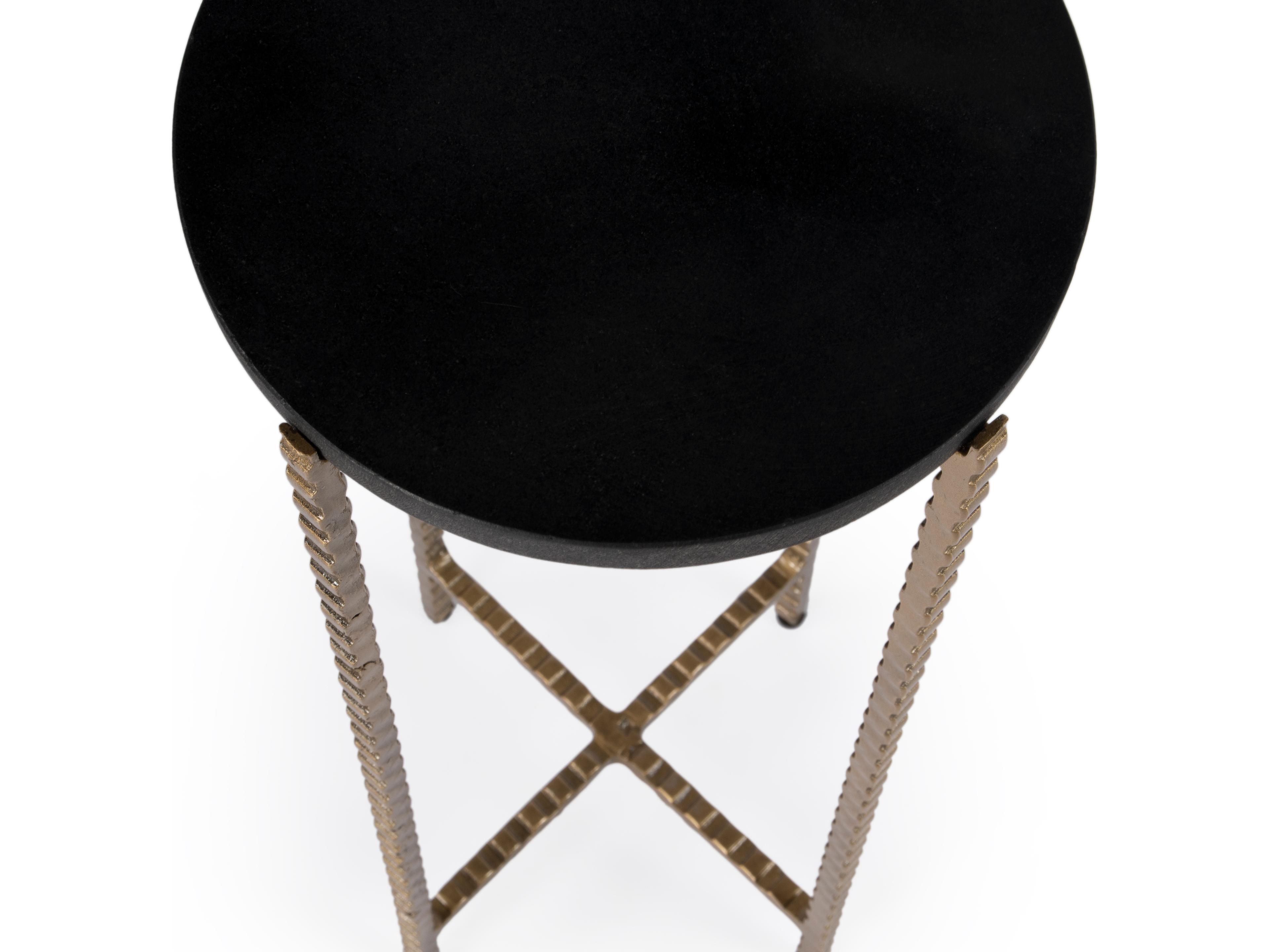 Butler Nigella Round Granite Black Marble End Table