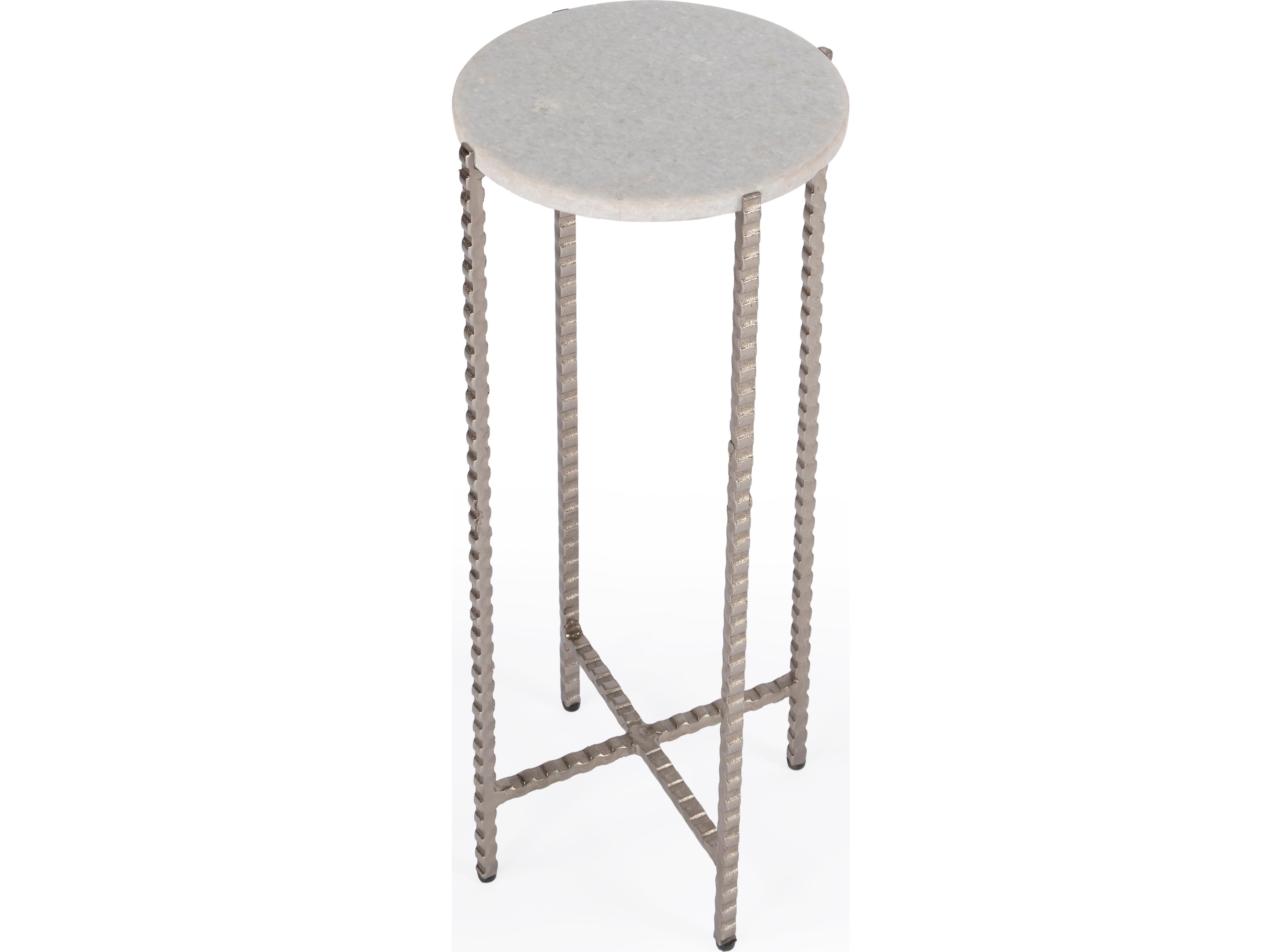 Nigella Round White Marble End Table