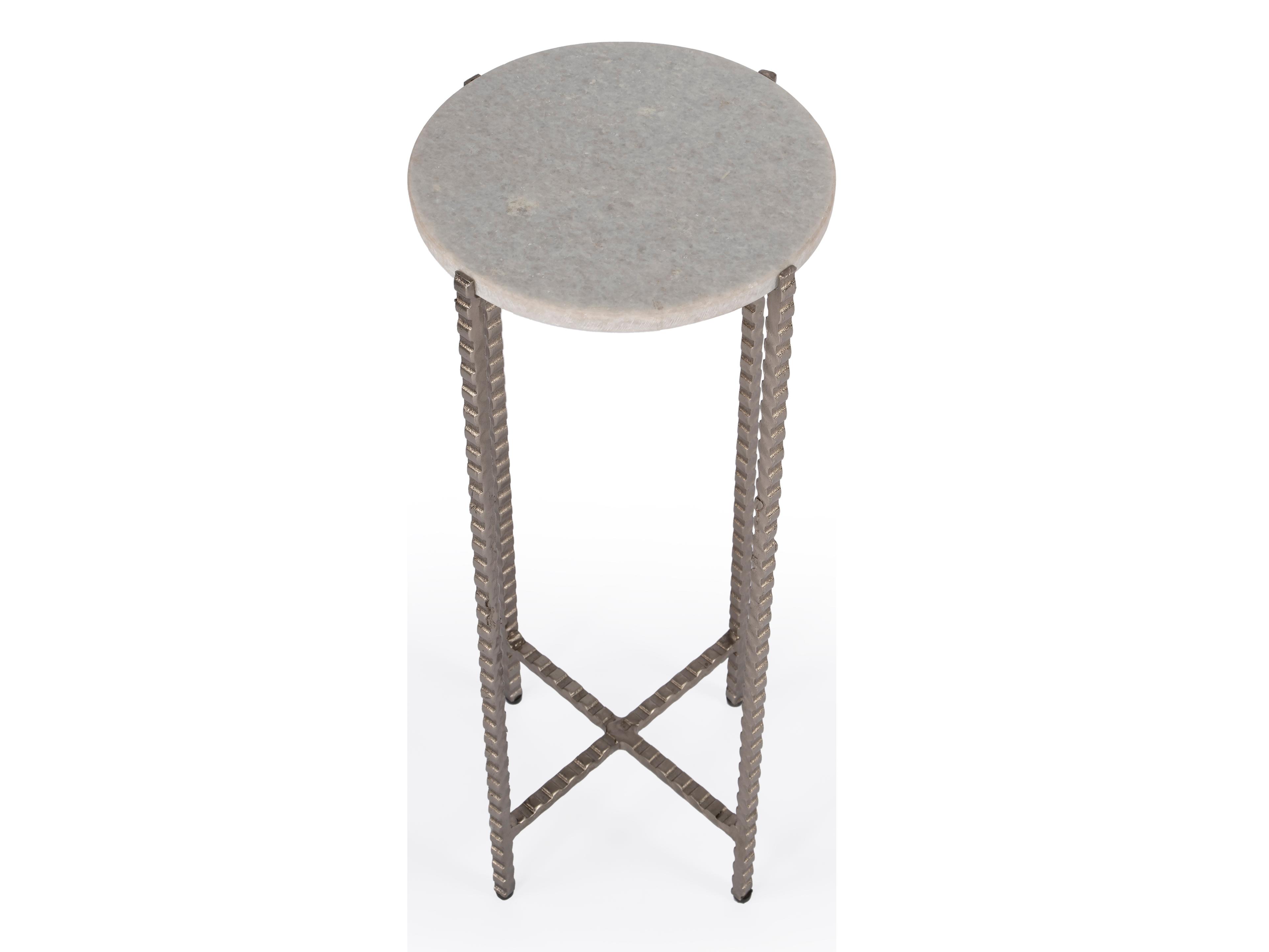 Butler Nigella Round White Marble End Table