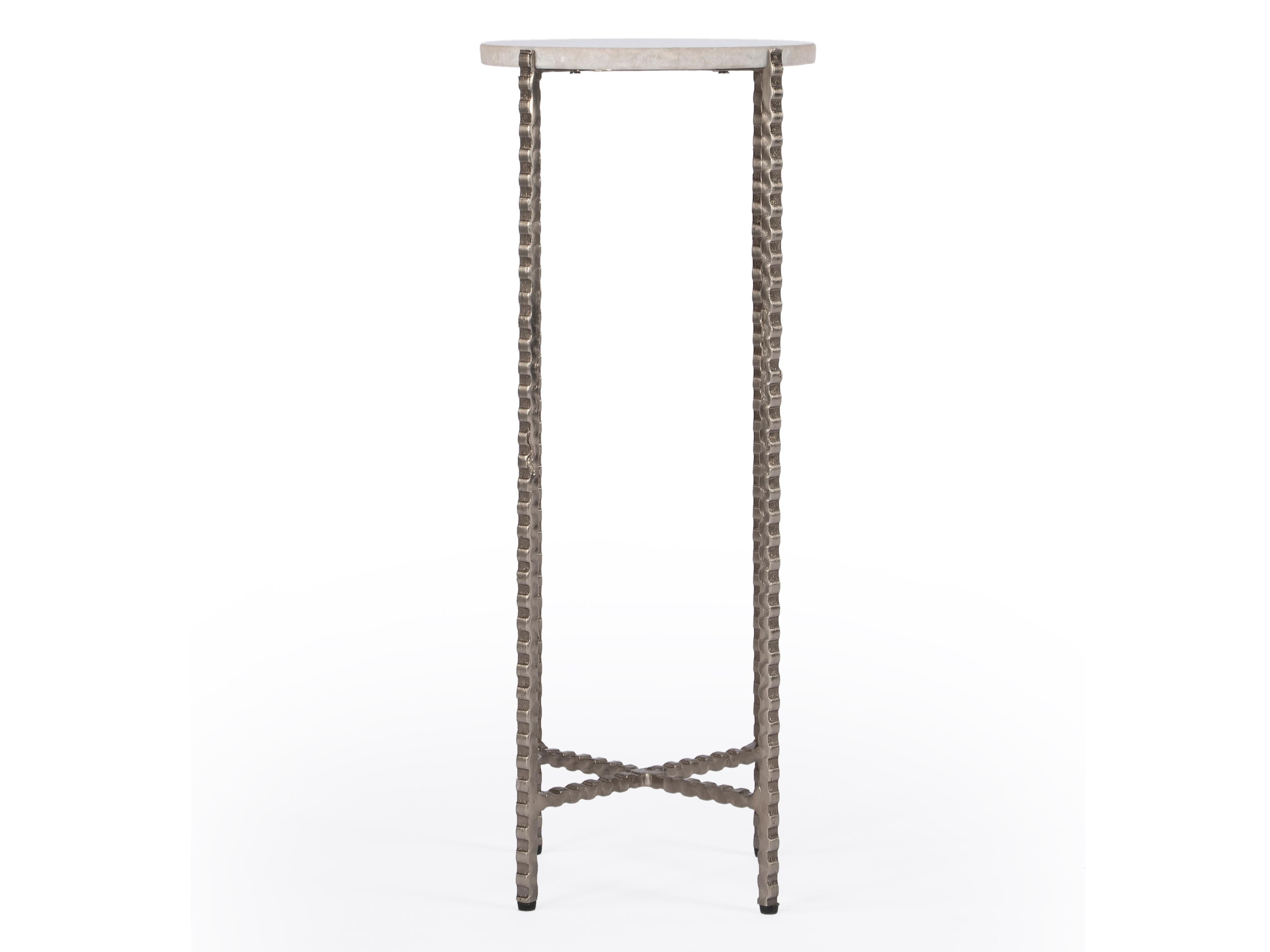 Butler Nigella Round White Marble End Table