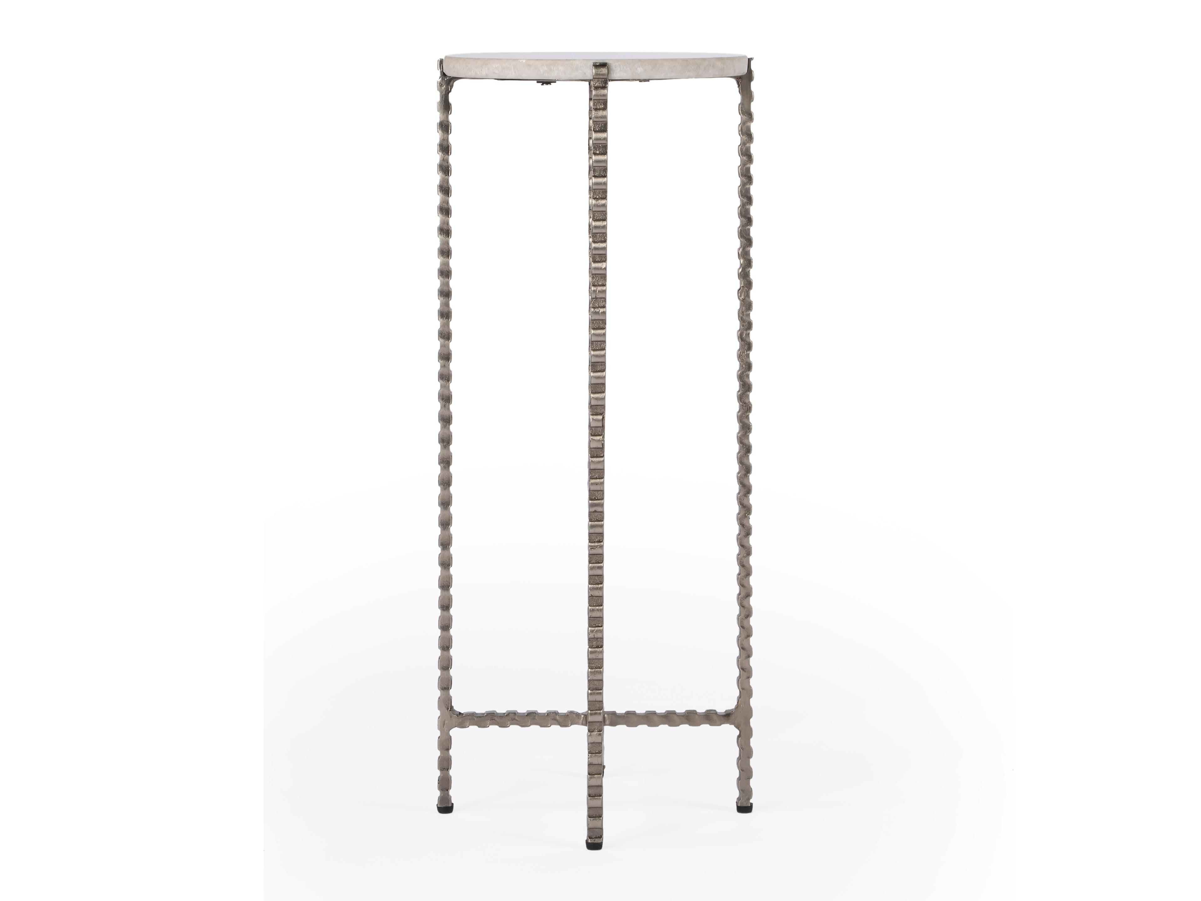 Butler Nigella Round White Marble End Table