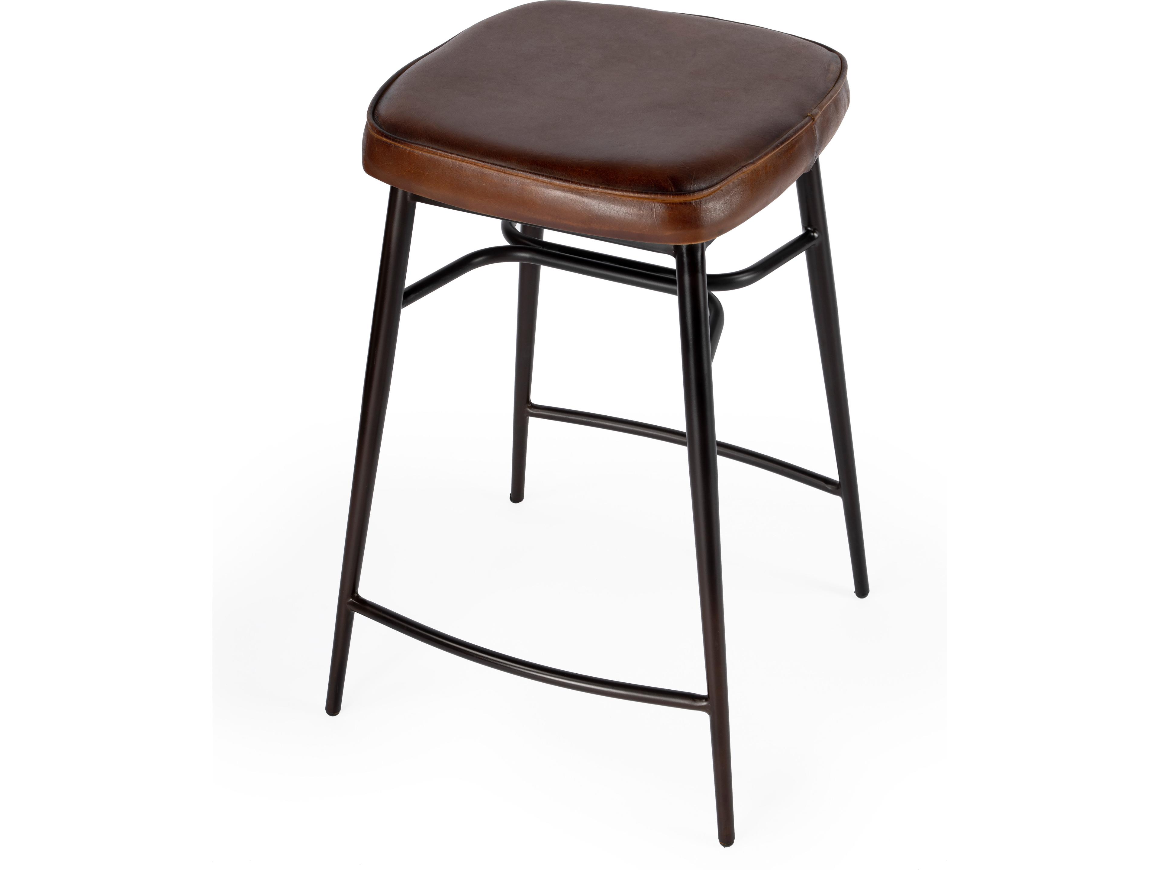 Arlington Brown Leather Counter Stool